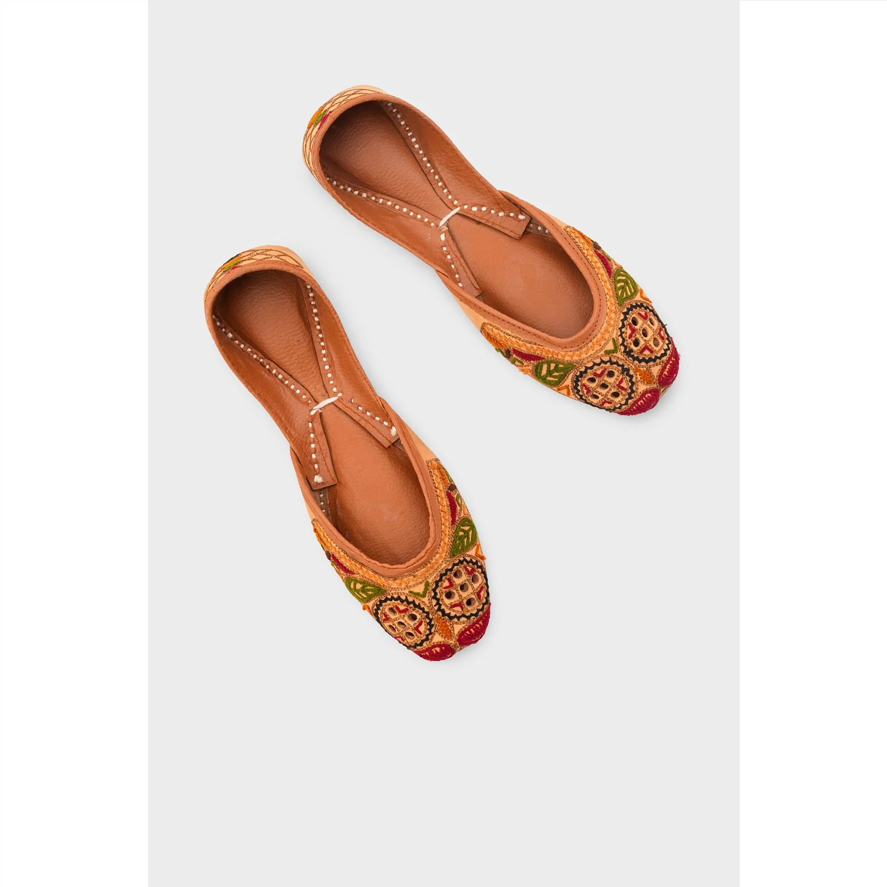 Beige Leather Khussa For Women EC8696 - Image 5