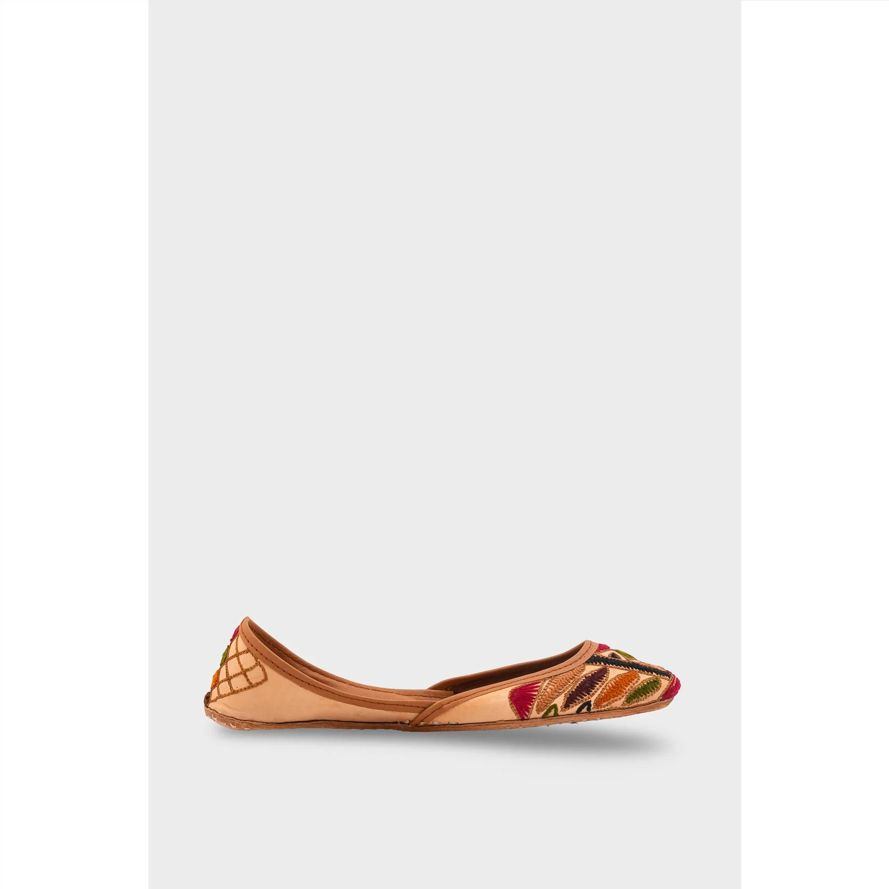 Beige Leather Khussa For Women EC8698 - Image 2
