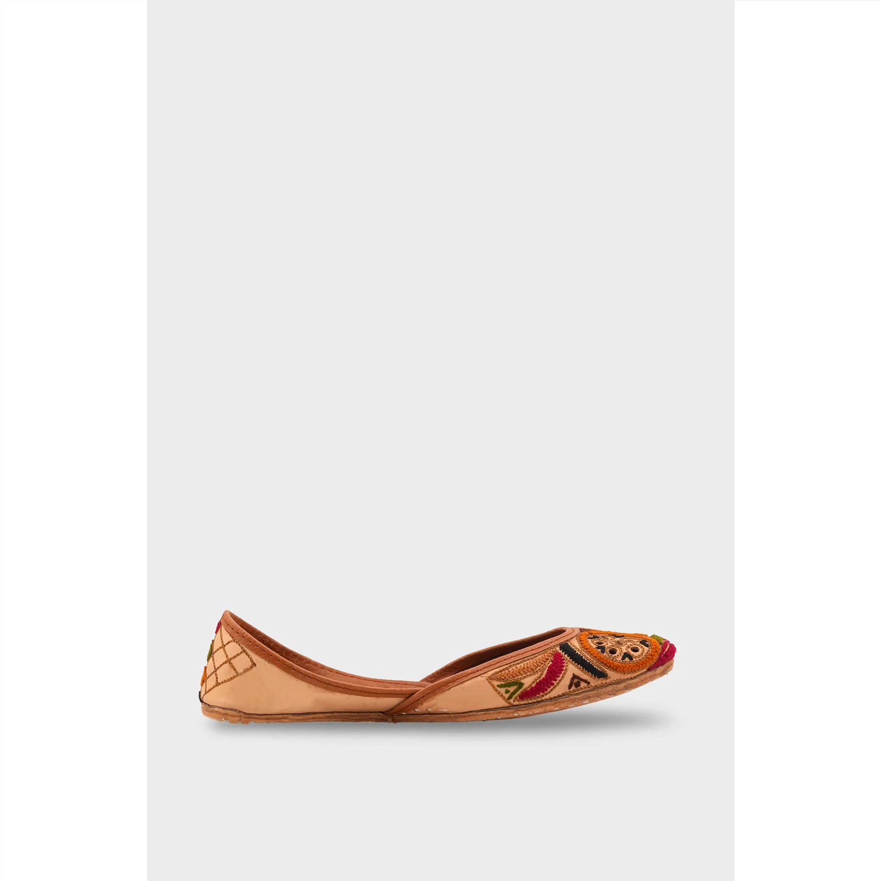 Beige Leather Khussa For Women EC8700 - Image 2