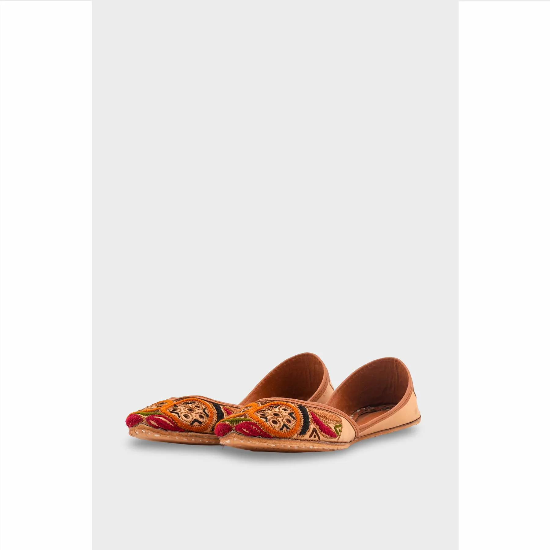 Beige Leather Khussa For Women EC8700 - Image 3