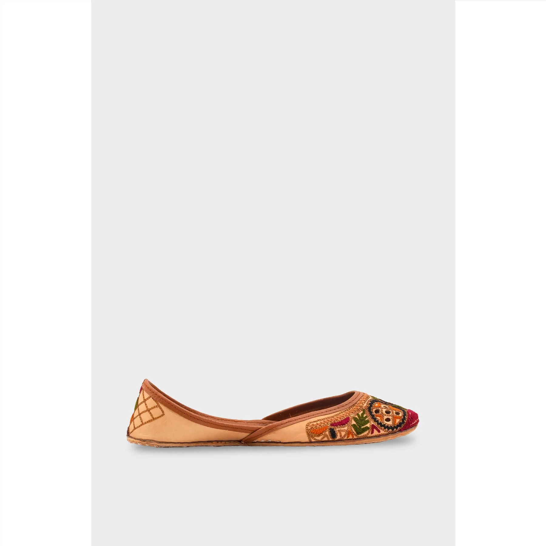Beige Leather Khussa For Women EC8701 - Image 2