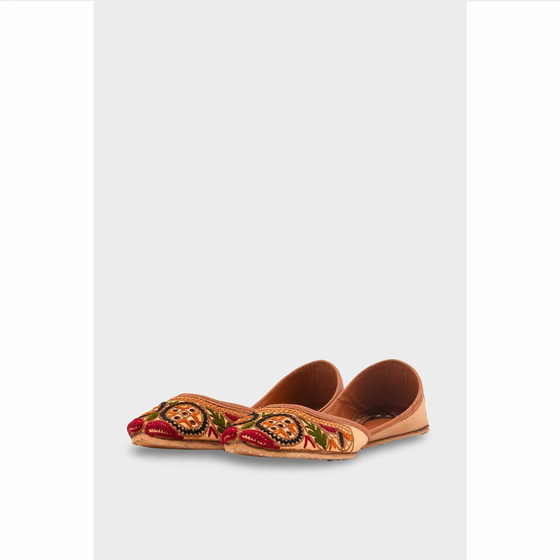 Beige Leather Khussa For Women EC8701 - Image 3
