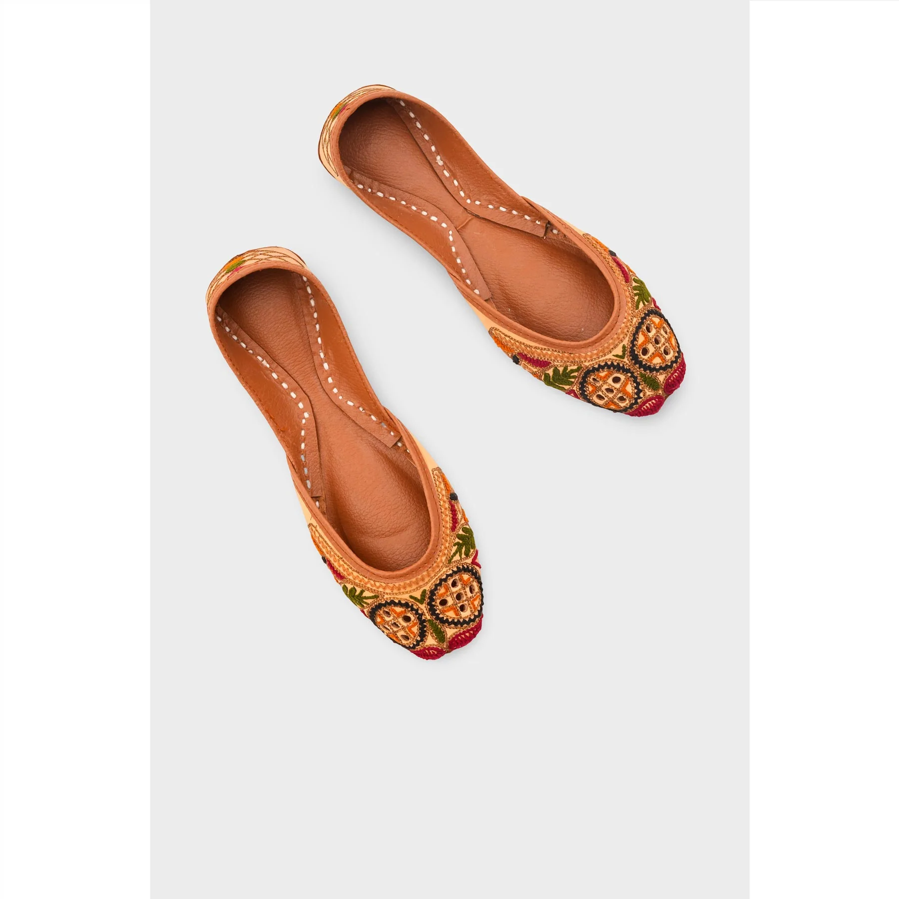 Beige Leather Khussa For Women EC8701 - Image 5