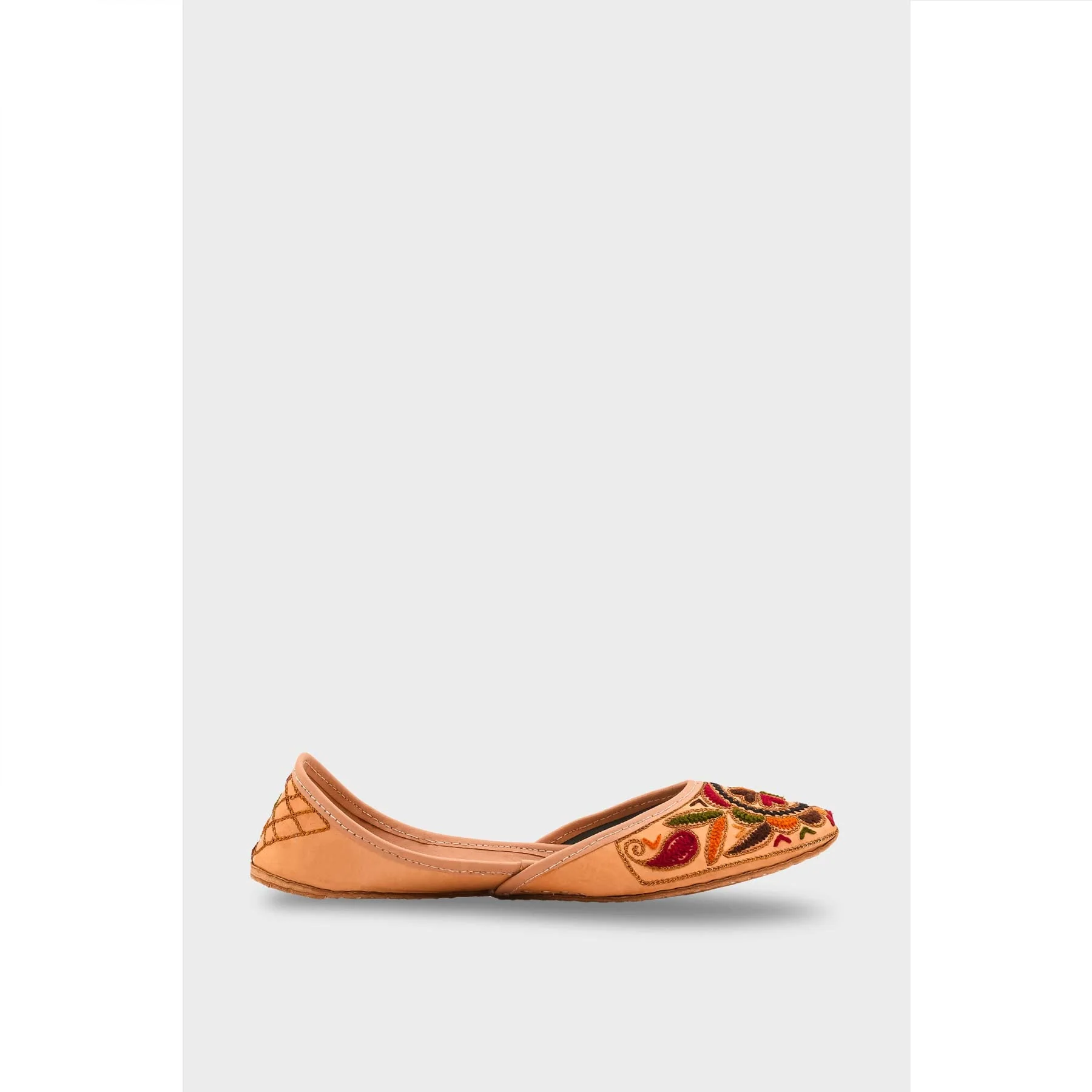 Beige Leather Khussa For Women EC8702 - Image 2