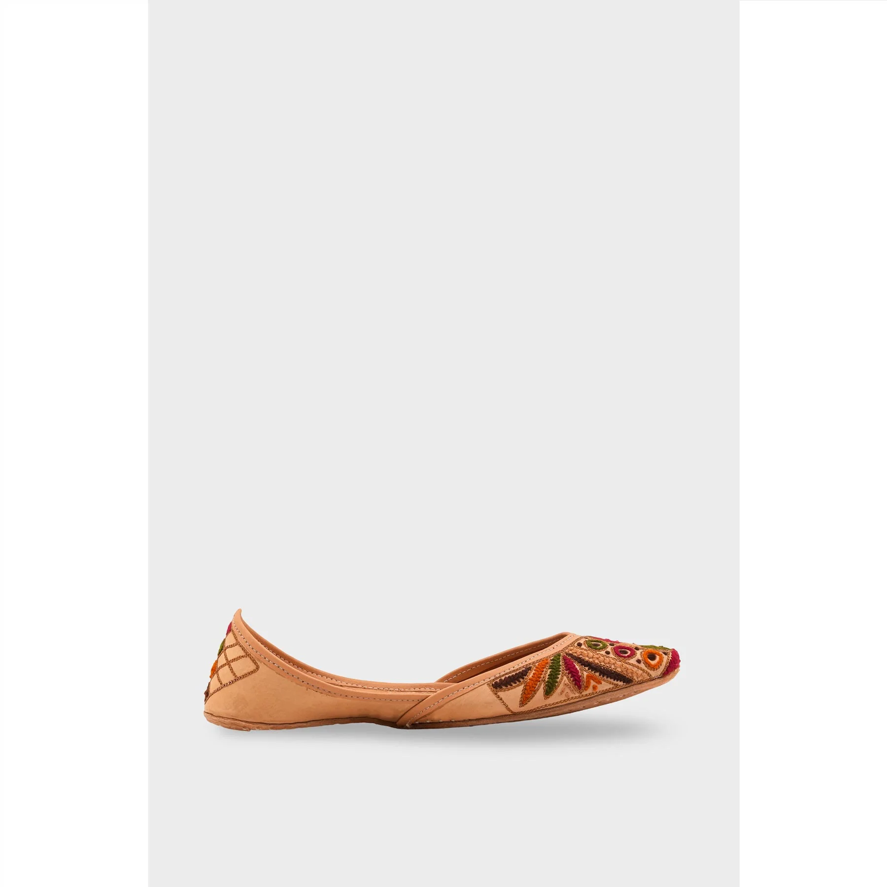 Beige Leather Khussa For Women EC8703 - Image 2