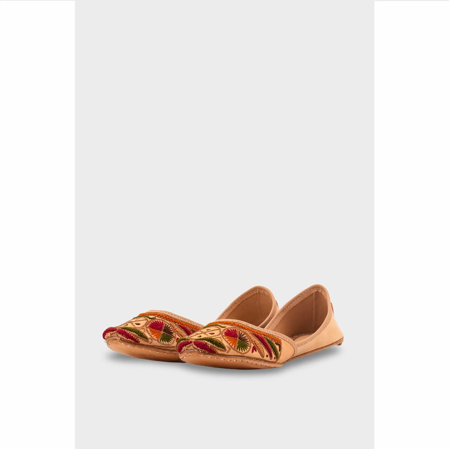 Beige Leather Khussa For Women EC8703 - Image 4