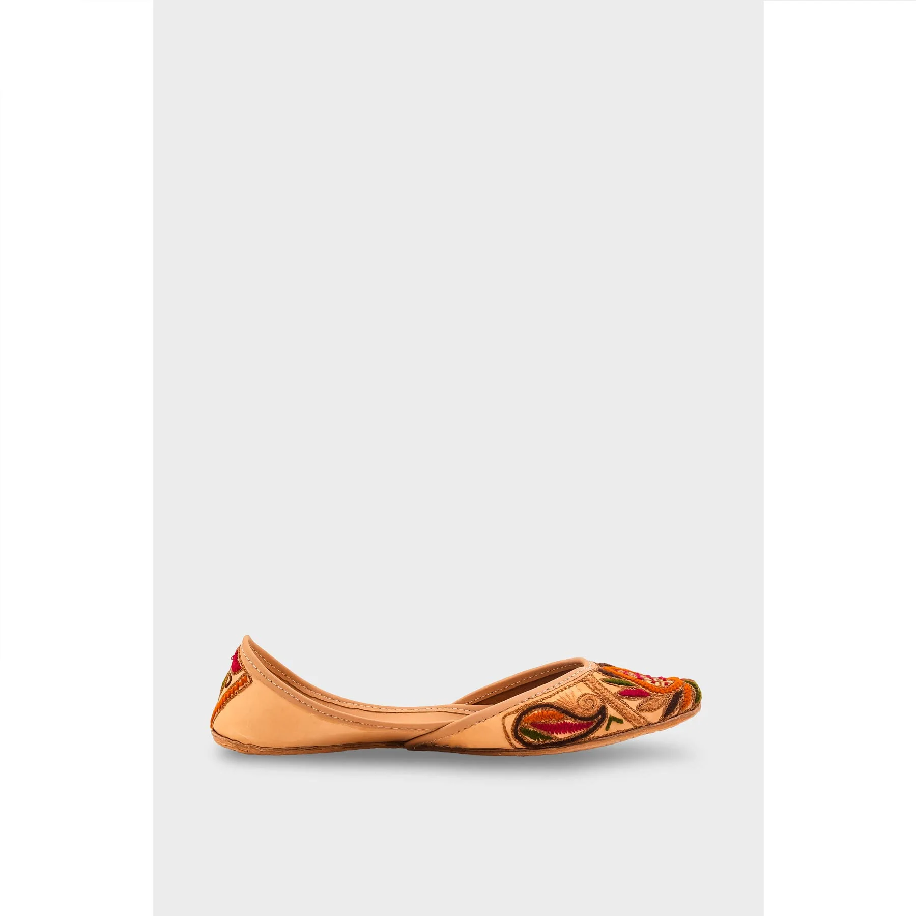 Beige Leather Khussa For Women EC8704 - Image 2