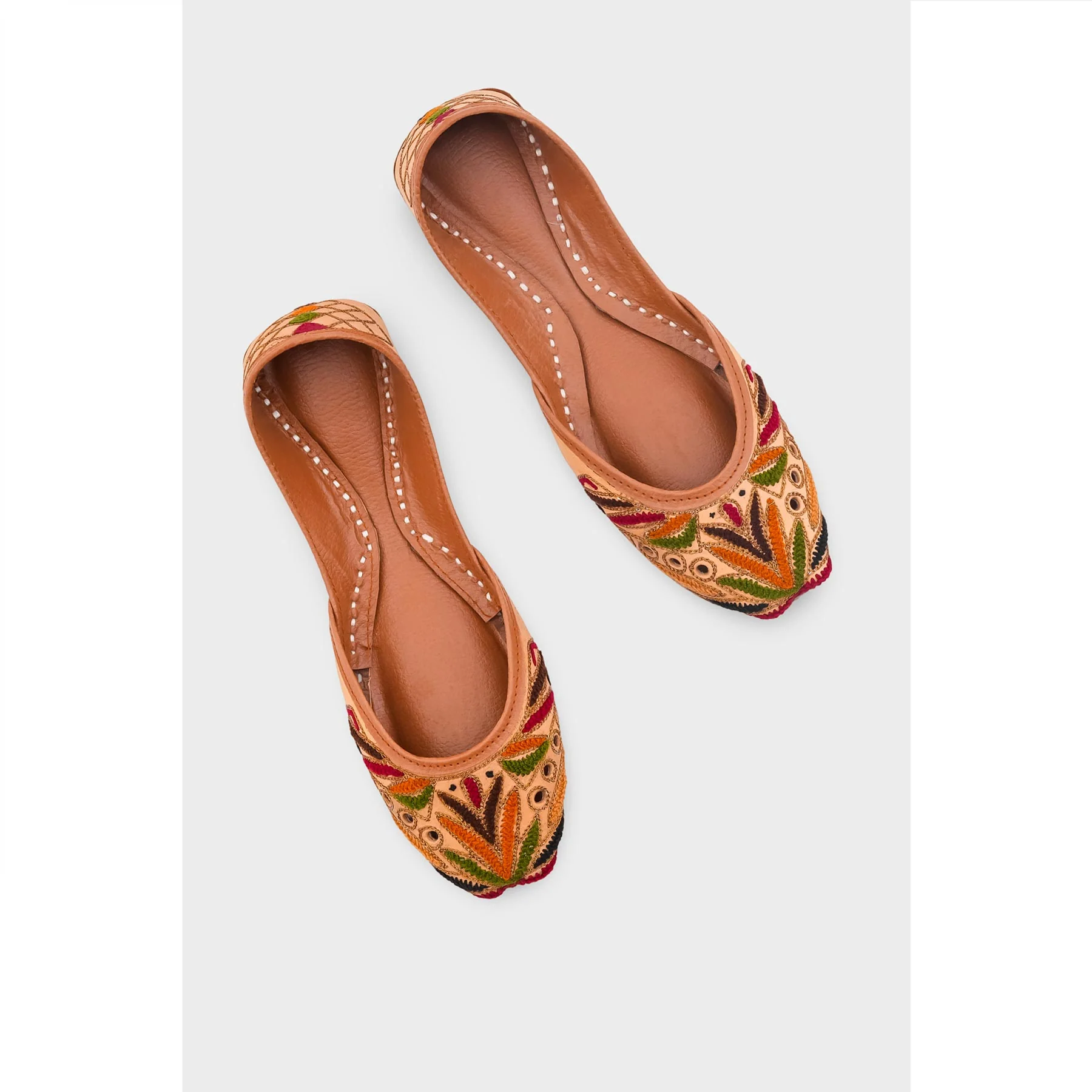 Beige Leather Khussa For Women EC8705 - Image 5