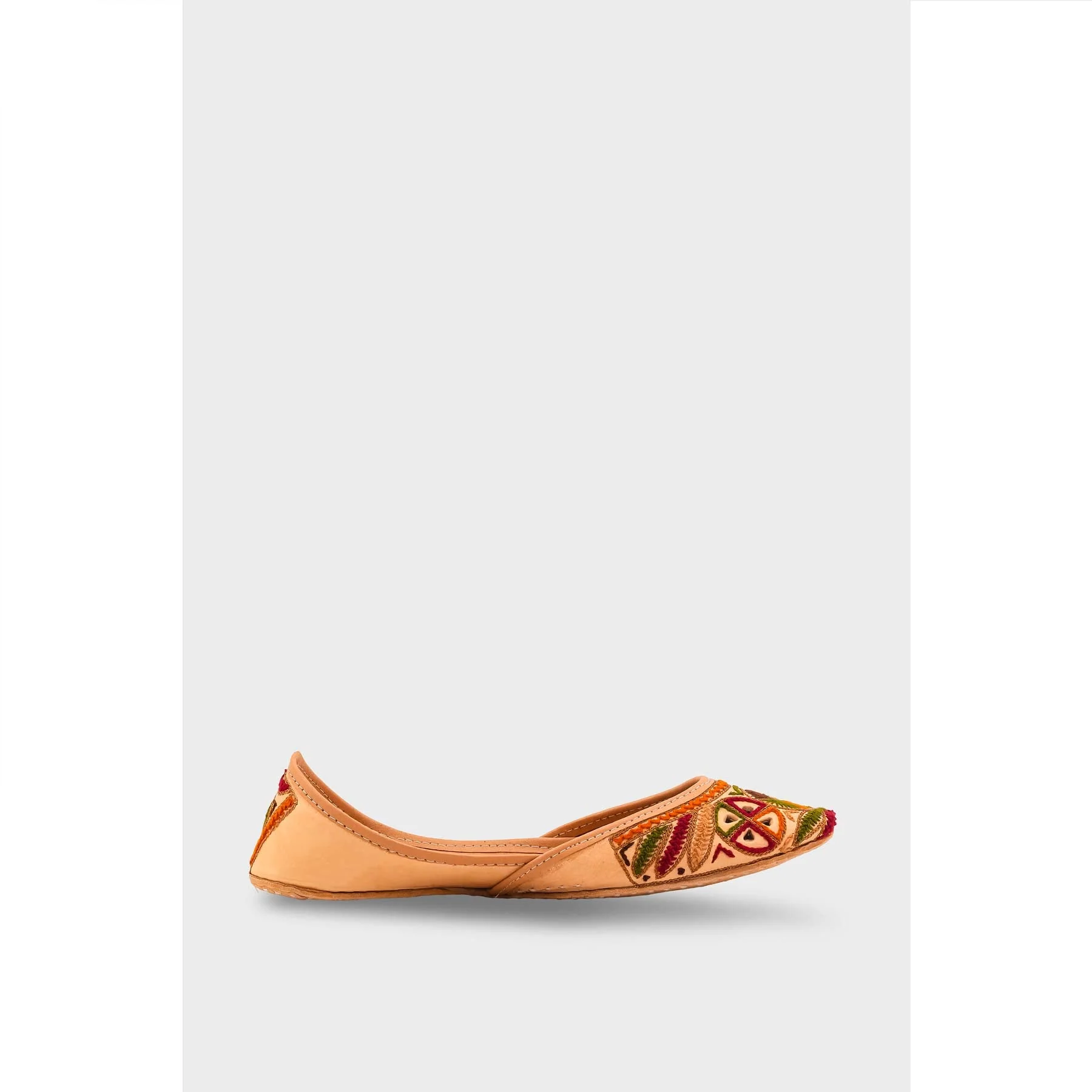 Beige Leather Khussa For Women EC8706 - Image 2