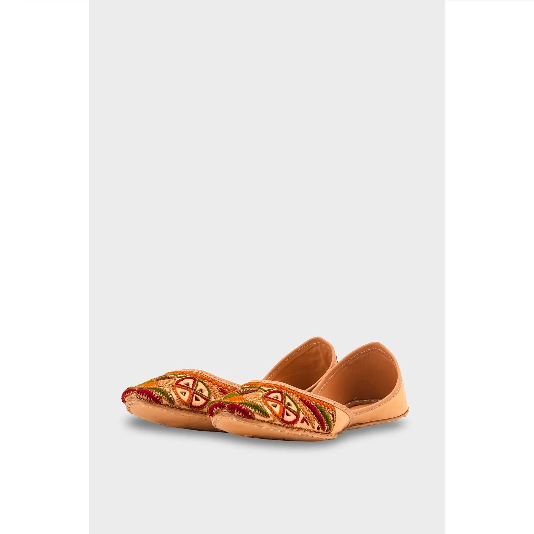 Beige Leather Khussa For Women EC8706 - Image 3