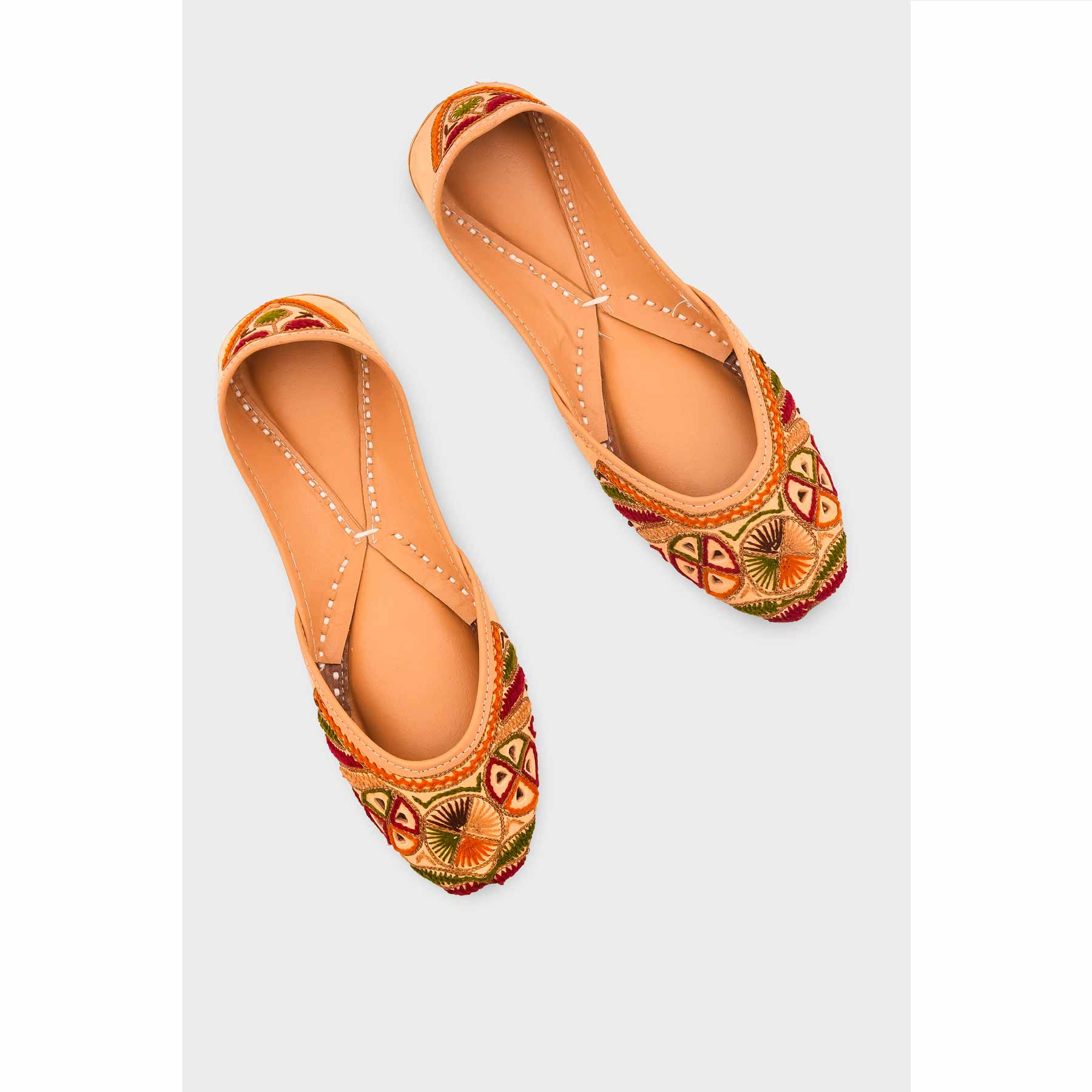 Beige Leather Khussa For Women EC8706 - Image 5