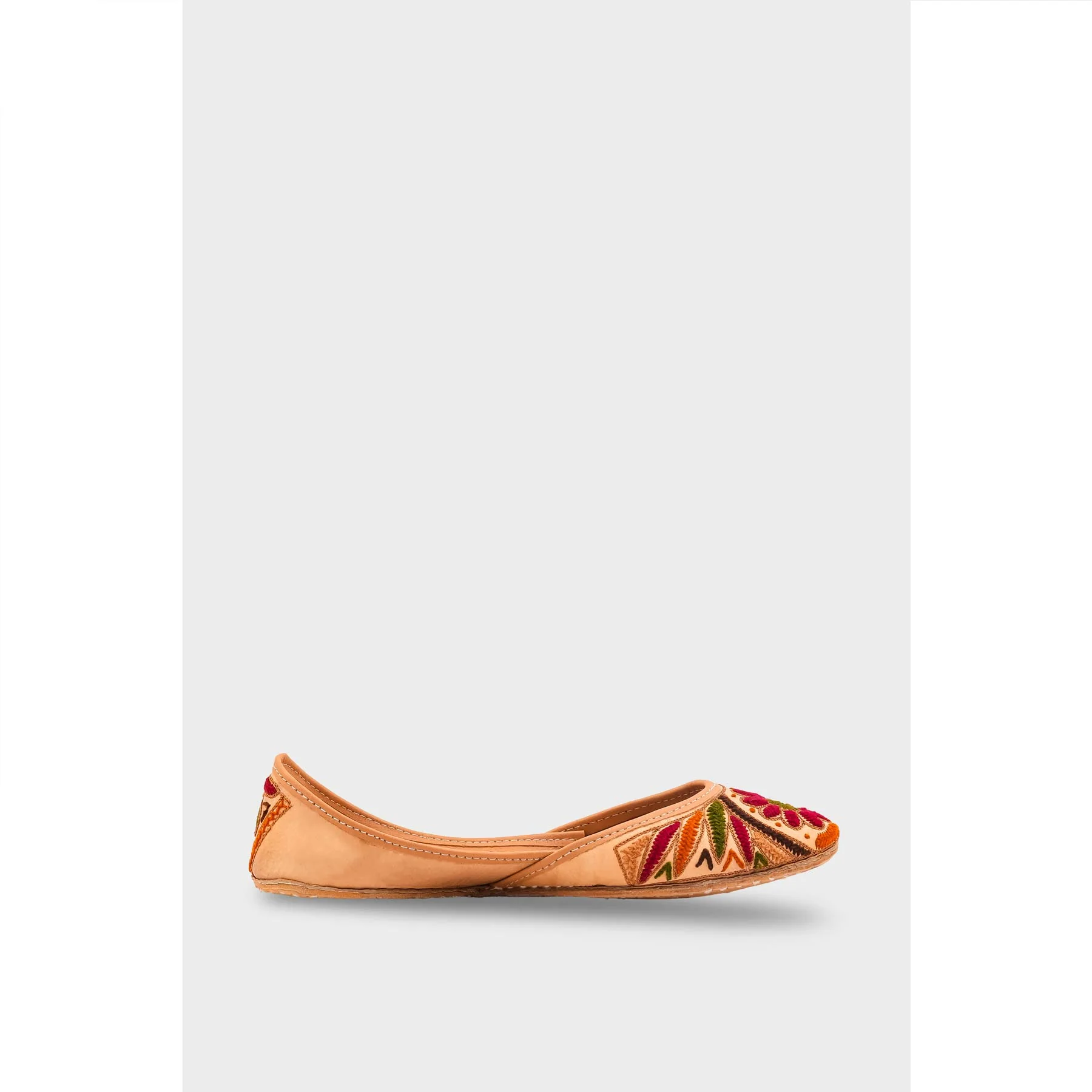 Beige Leather Khussa For Women EC8707 - Image 2
