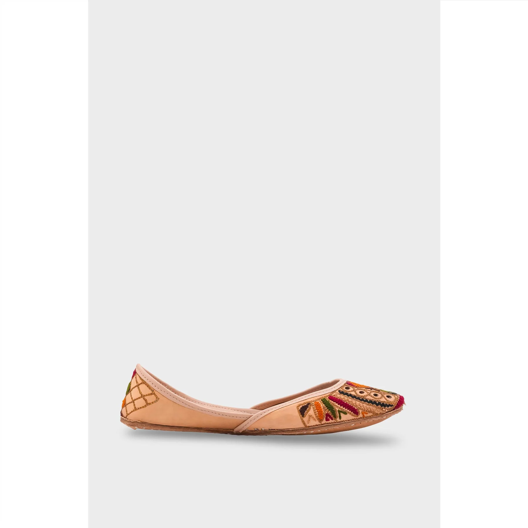 Beige Leather Khussa For Women EC8708 - Image 2
