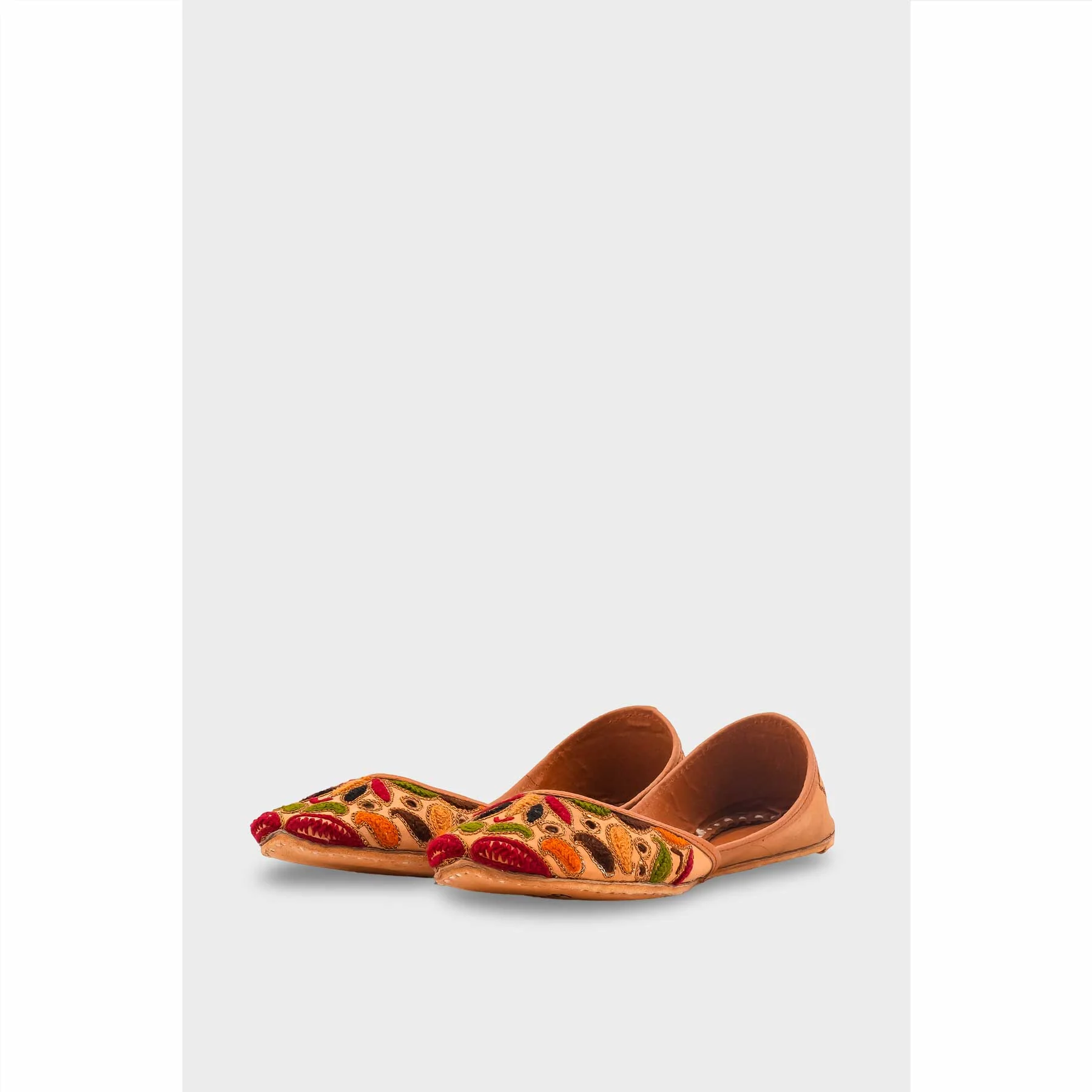 Beige Leather Khussa For Women EC8709 - Image 4