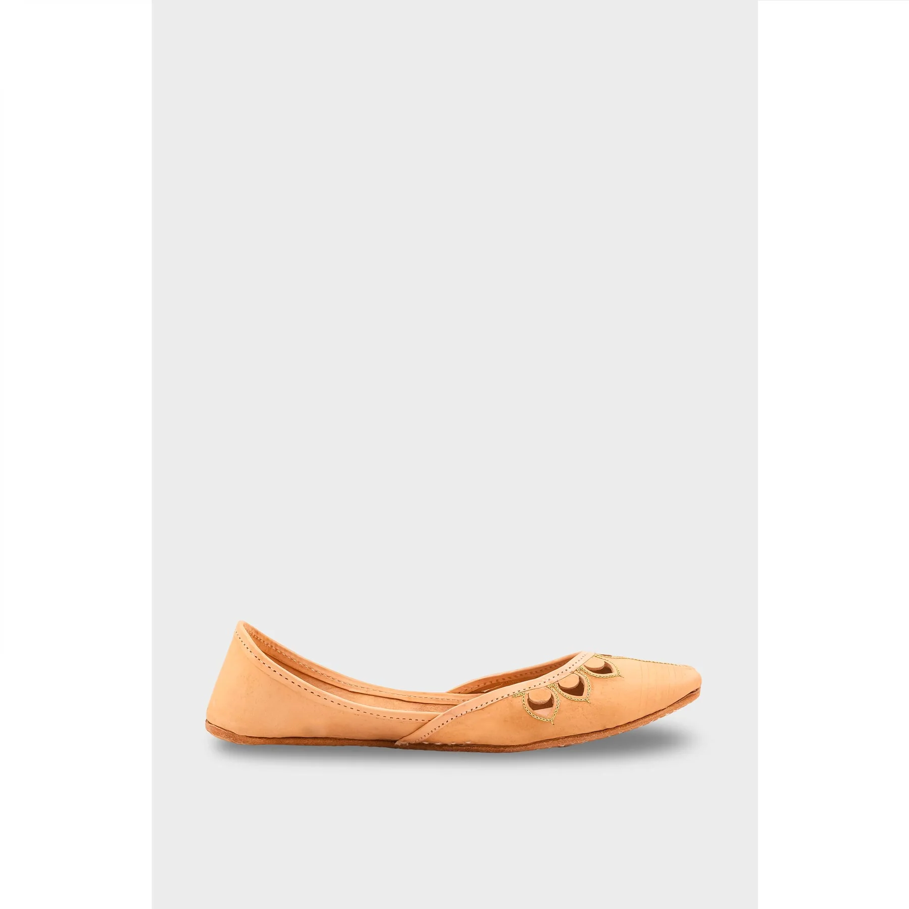 Beige Leather Khussa For Women EC8711 - Image 2