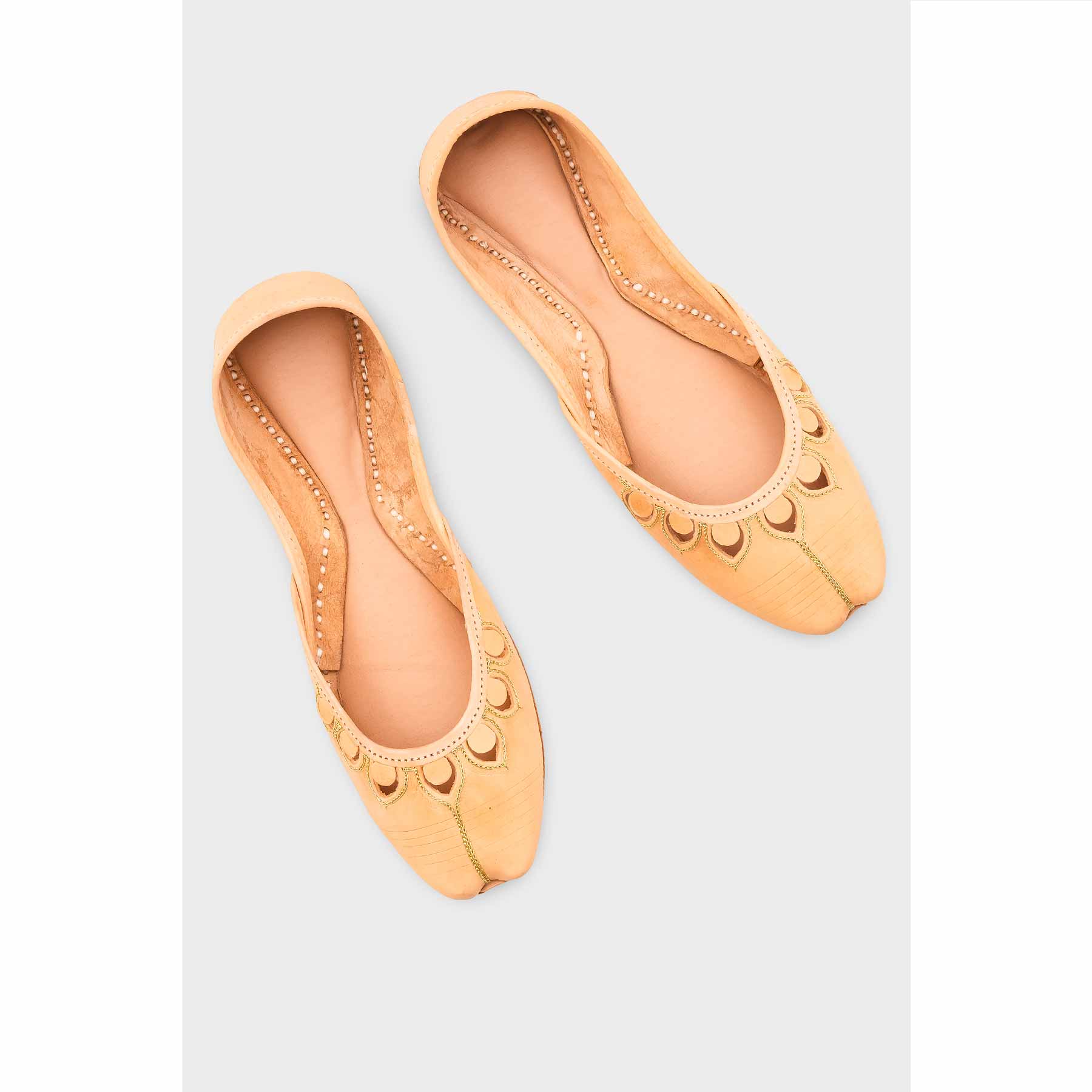 Beige Leather Khussa For Women EC8711 - Image 5