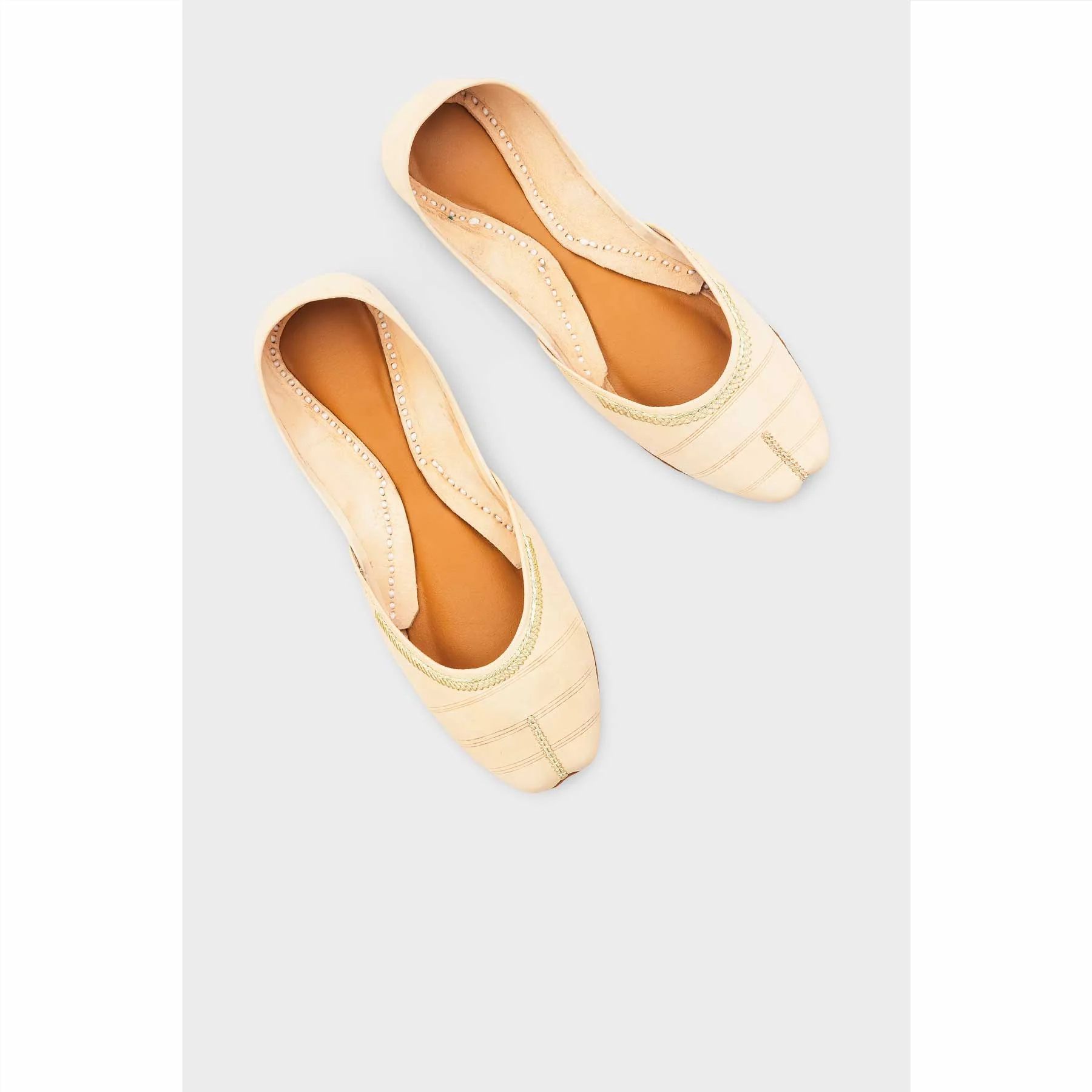 Beige Leather Khussa For Women EC8712 - Image 5