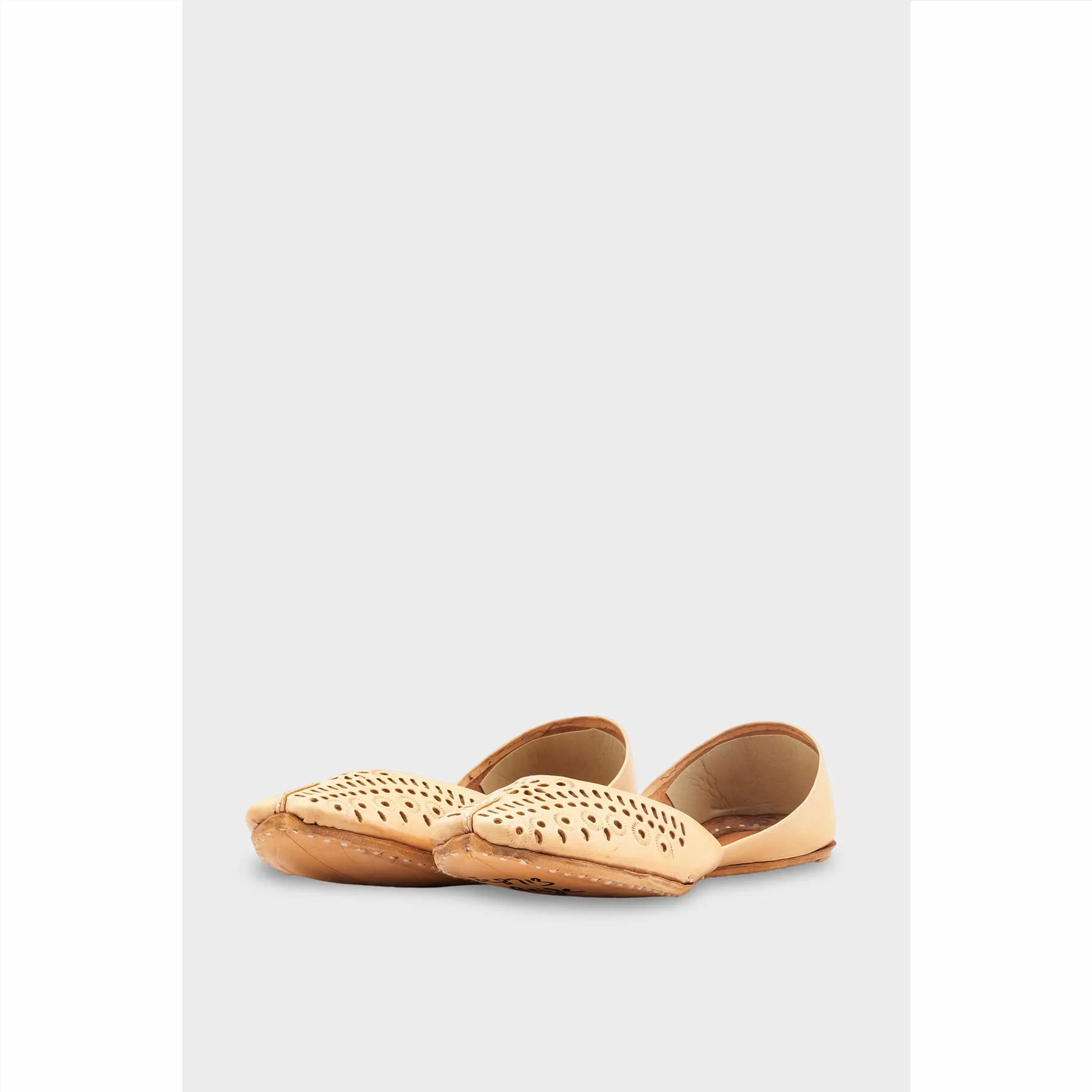 Beige Leather Khussa For Women EC8713 - Image 3