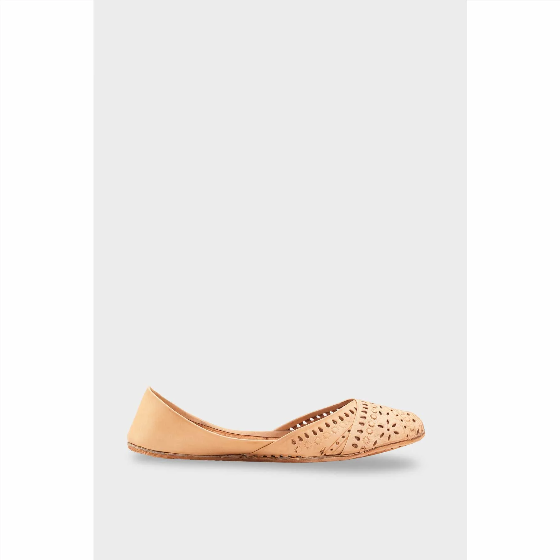 Beige Leather Khussa For Women EC8714 - Image 2