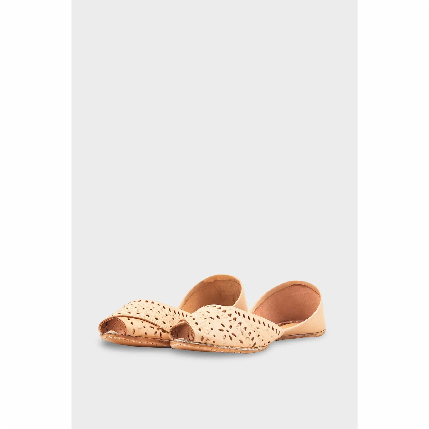 Beige Leather Khussa For Women EC8714 - Image 3