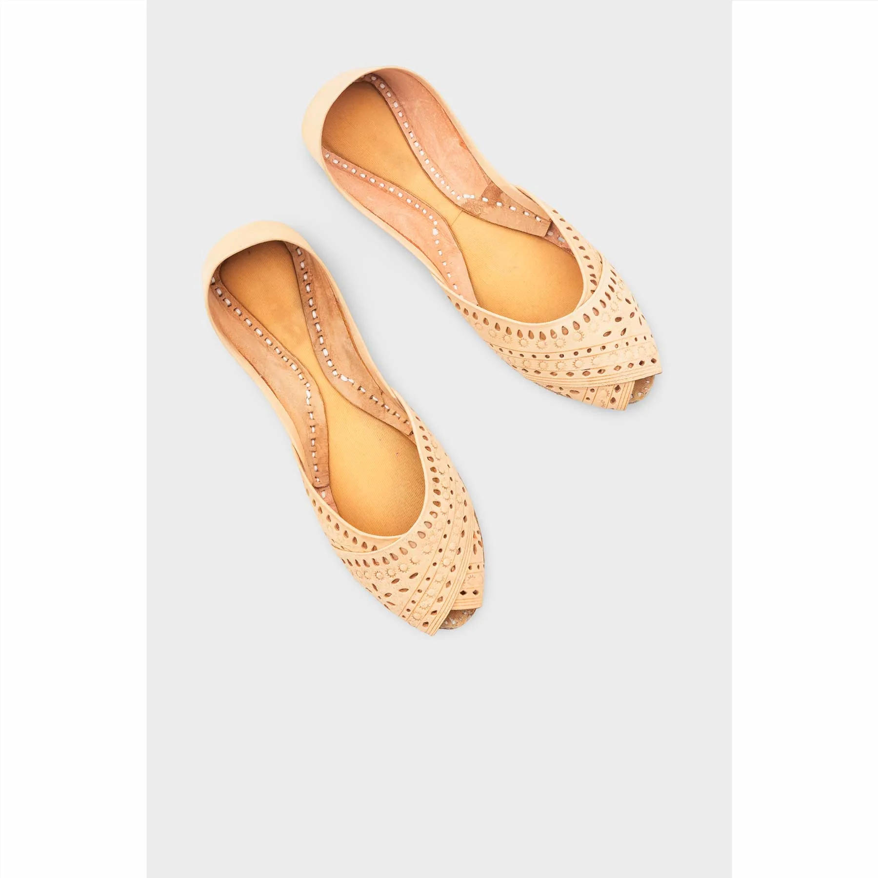 Beige Leather Khussa For Women EC8714 - Image 5