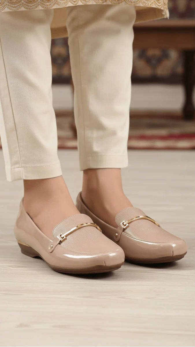 Beige Moccasin For Ladies WN4519 - Image 2