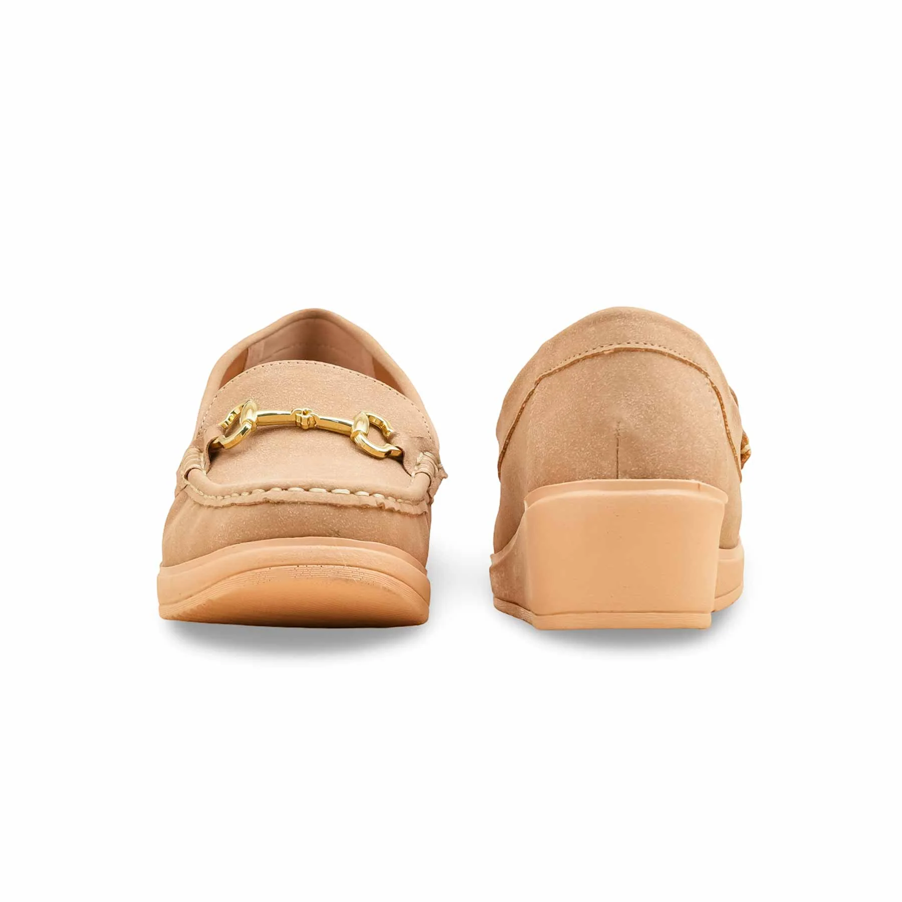 Beige Moccasin For Ladies WN4529 - Image 4