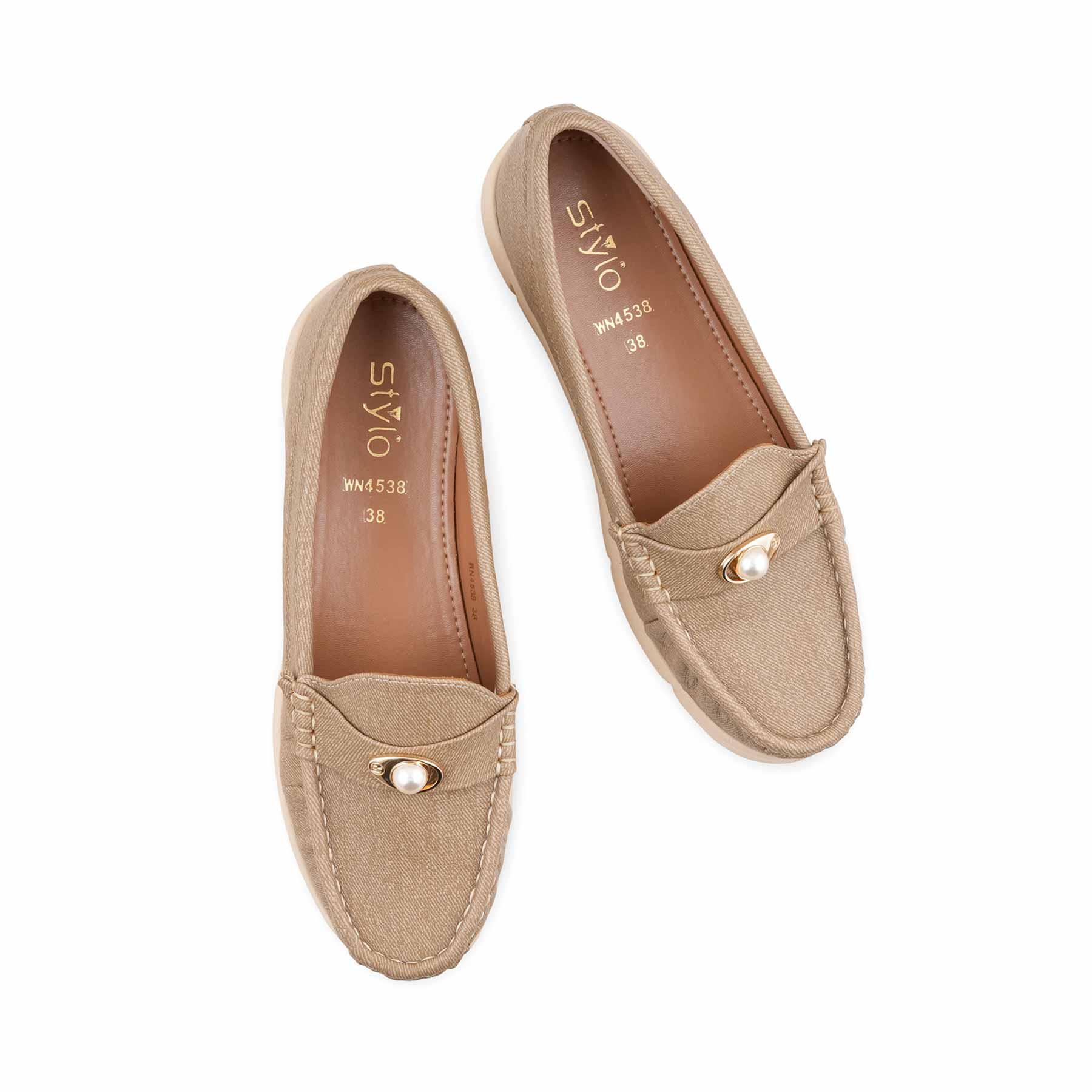 Beige Moccasin For Ladies WN4538 - Image 6