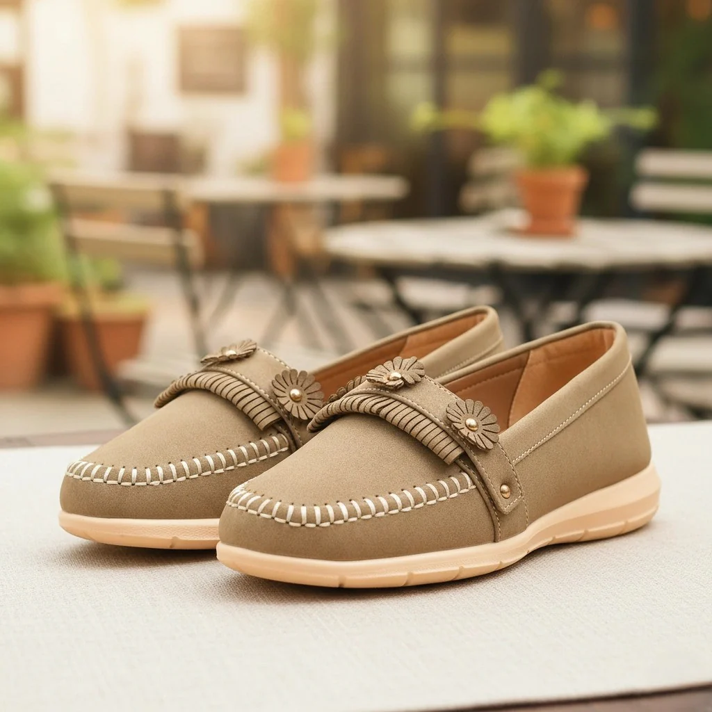 Beige Moccasin For Ladies WN4558 - Image 2