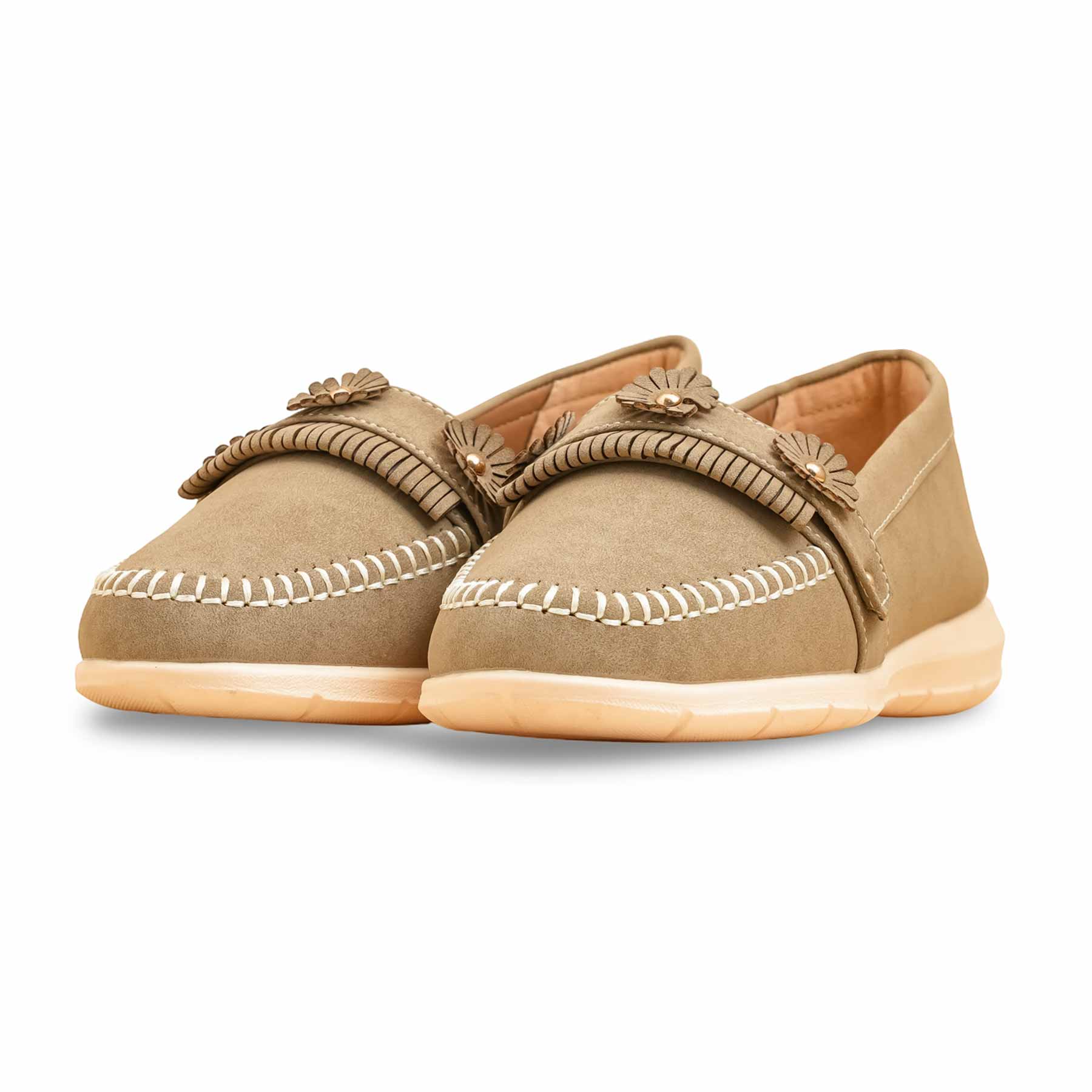 Beige Moccasin For Ladies WN4558 - Image 4