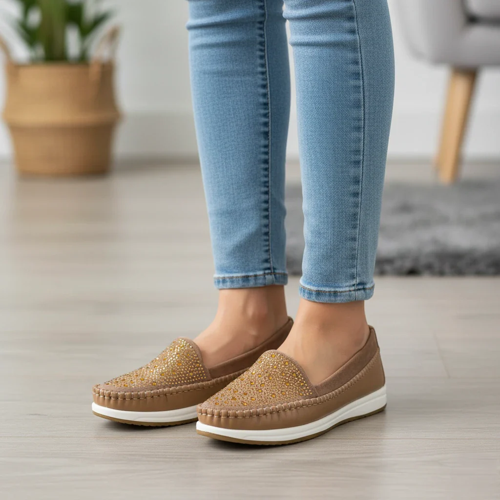 Beige Moccasin For Women WN4514 - Image 2