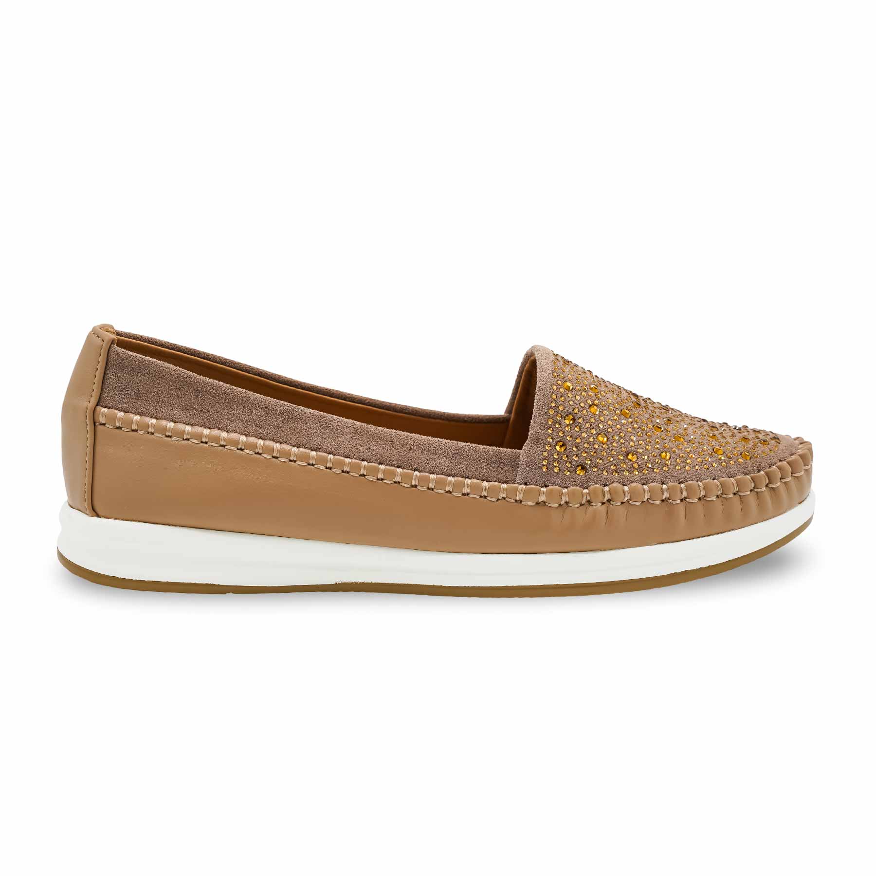Beige Moccasin For Women WN4514 - Image 3