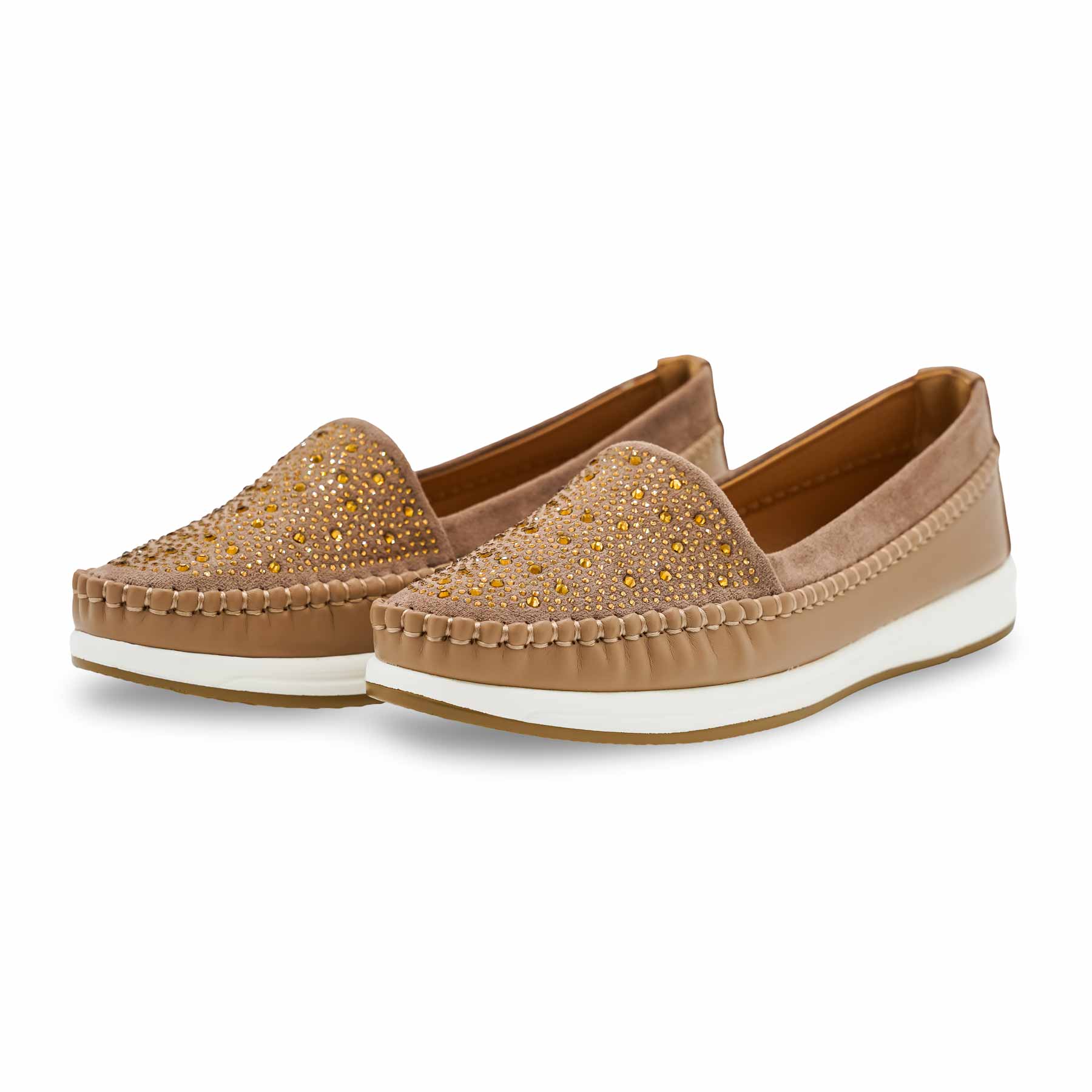 Beige Moccasin For Women WN4514 - Image 4