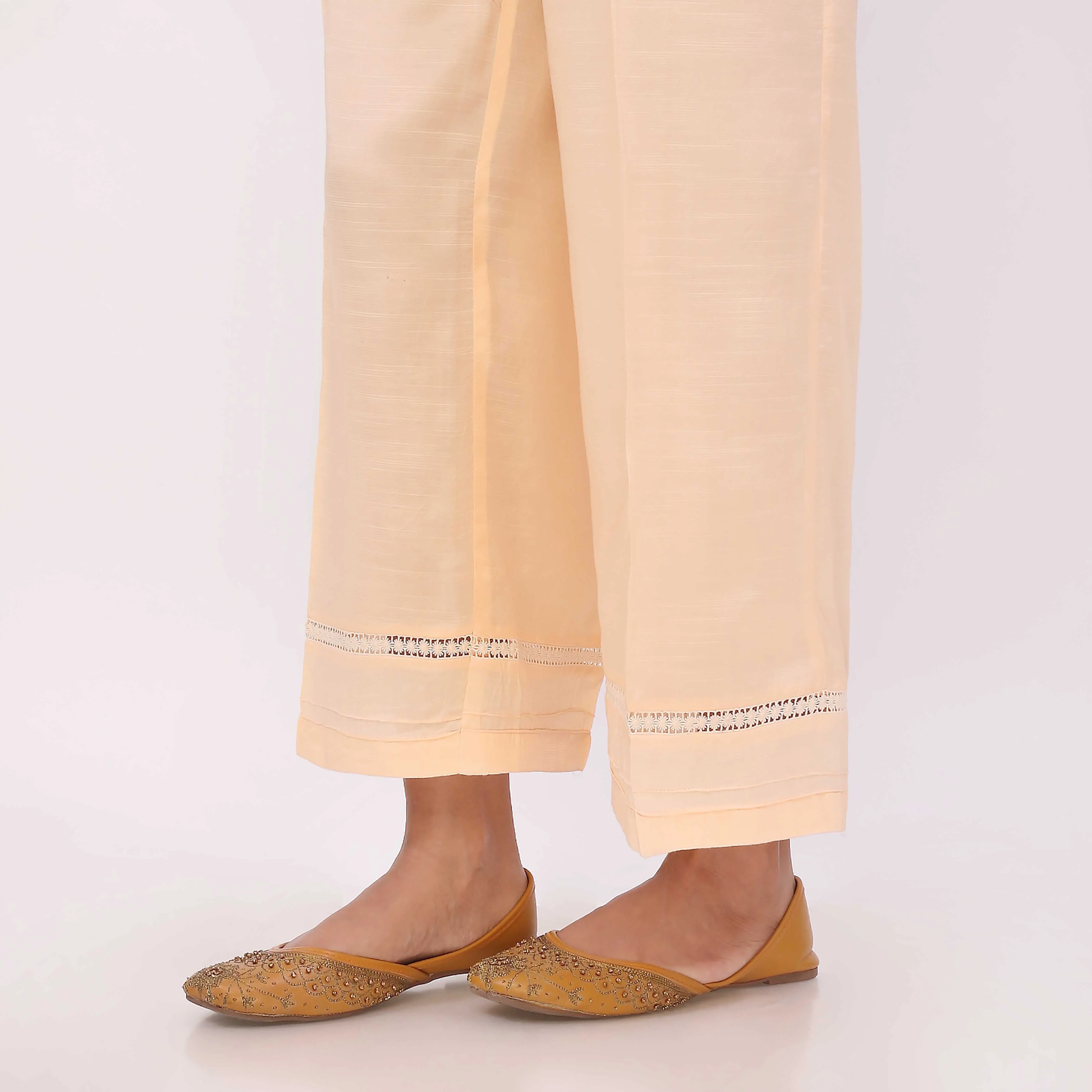 Beige Raw Silk Straight Leg Trouser PL5124 - Image 4