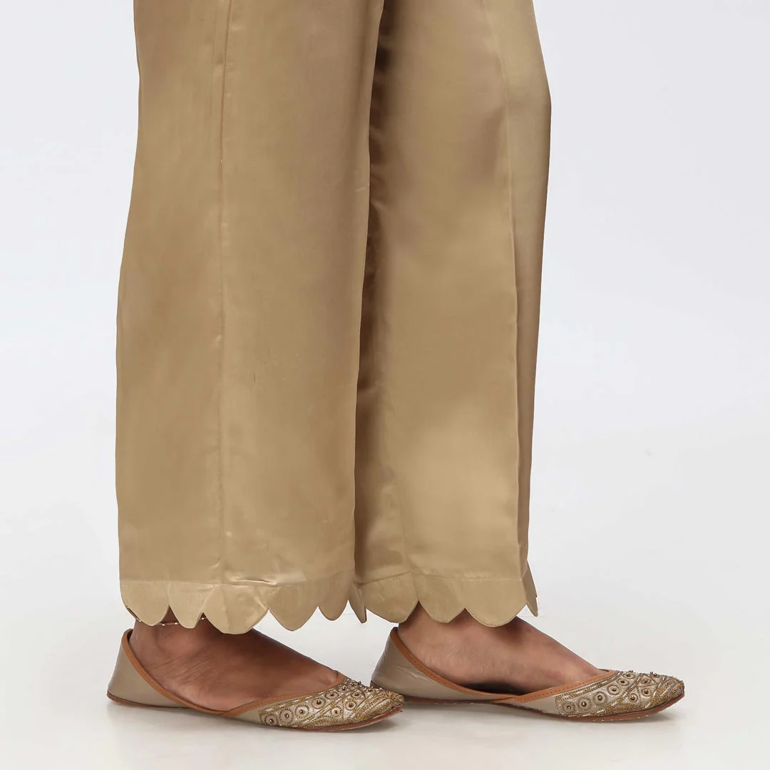 Beige Scallops Grip Silk Straight Trouser PW3645 - Image 2