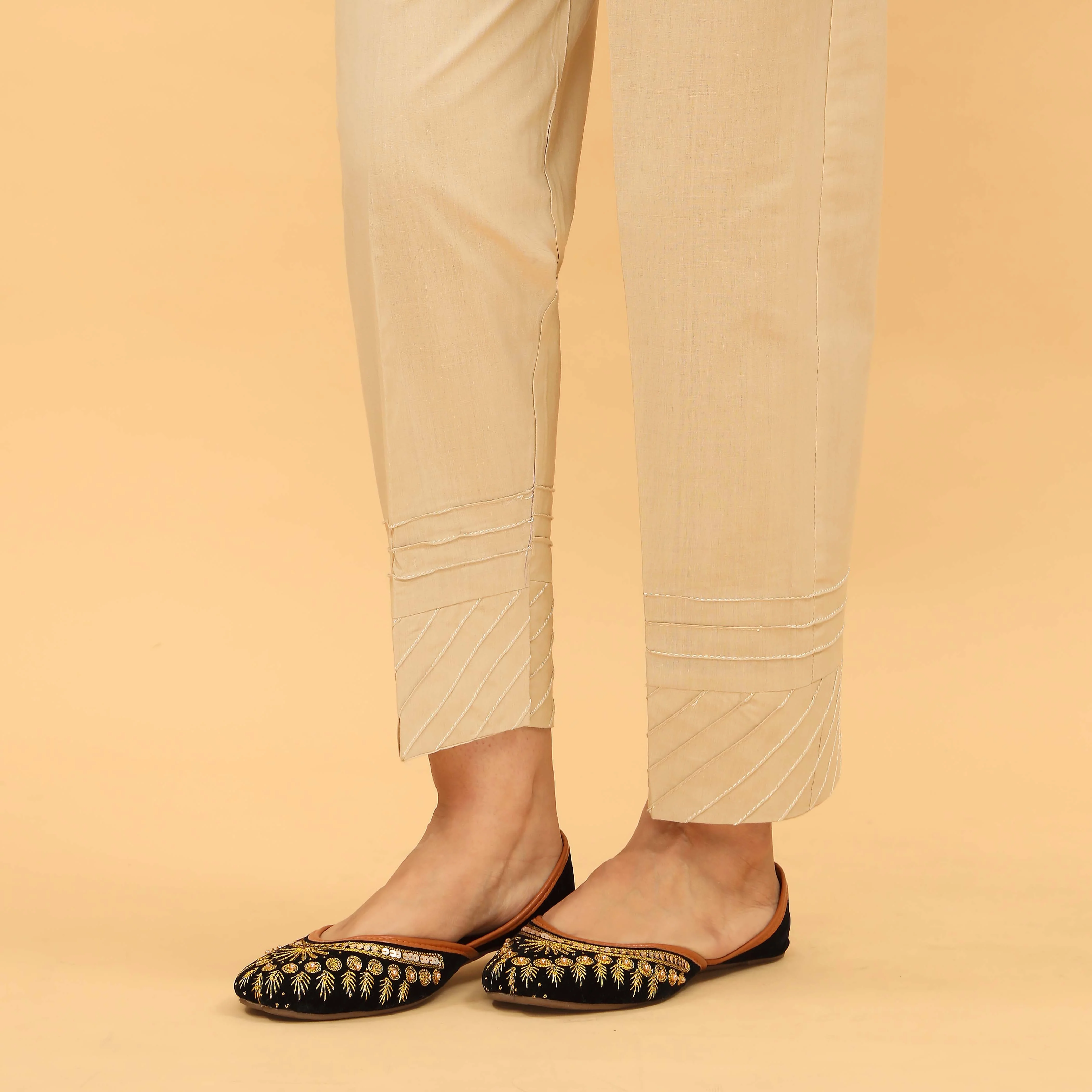 Beige Slim Fit Plain Trouser PL5045 - Image 2