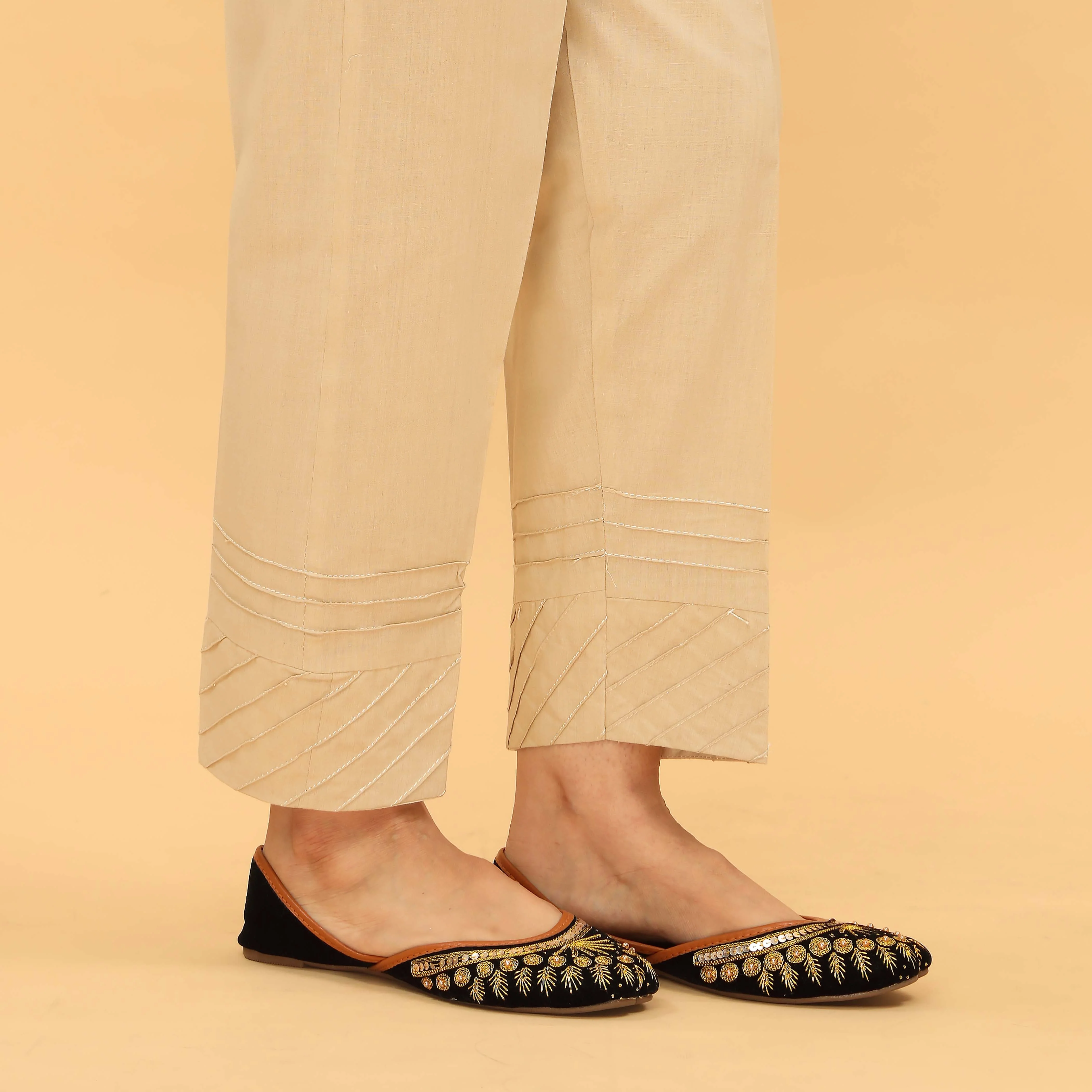 Beige Slim Fit Plain Trouser PL5045 - Image 3