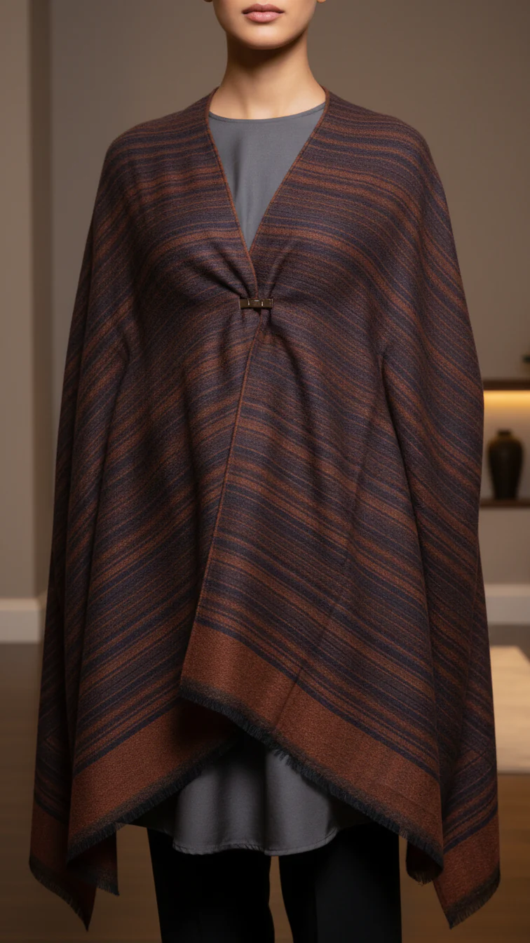 Beige Winter Cape shawl PW5910 - Image 2