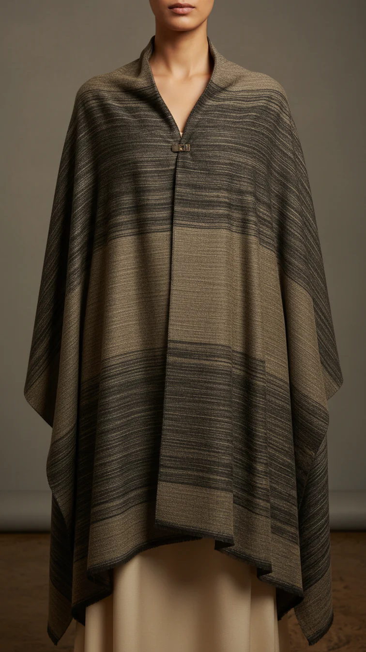 Beige Winter Cape shawl PW5911 - Image 2
