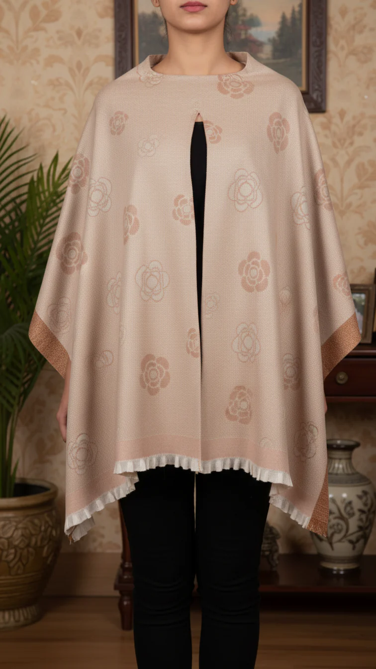 Beige Winter Cape Shawl PW5932