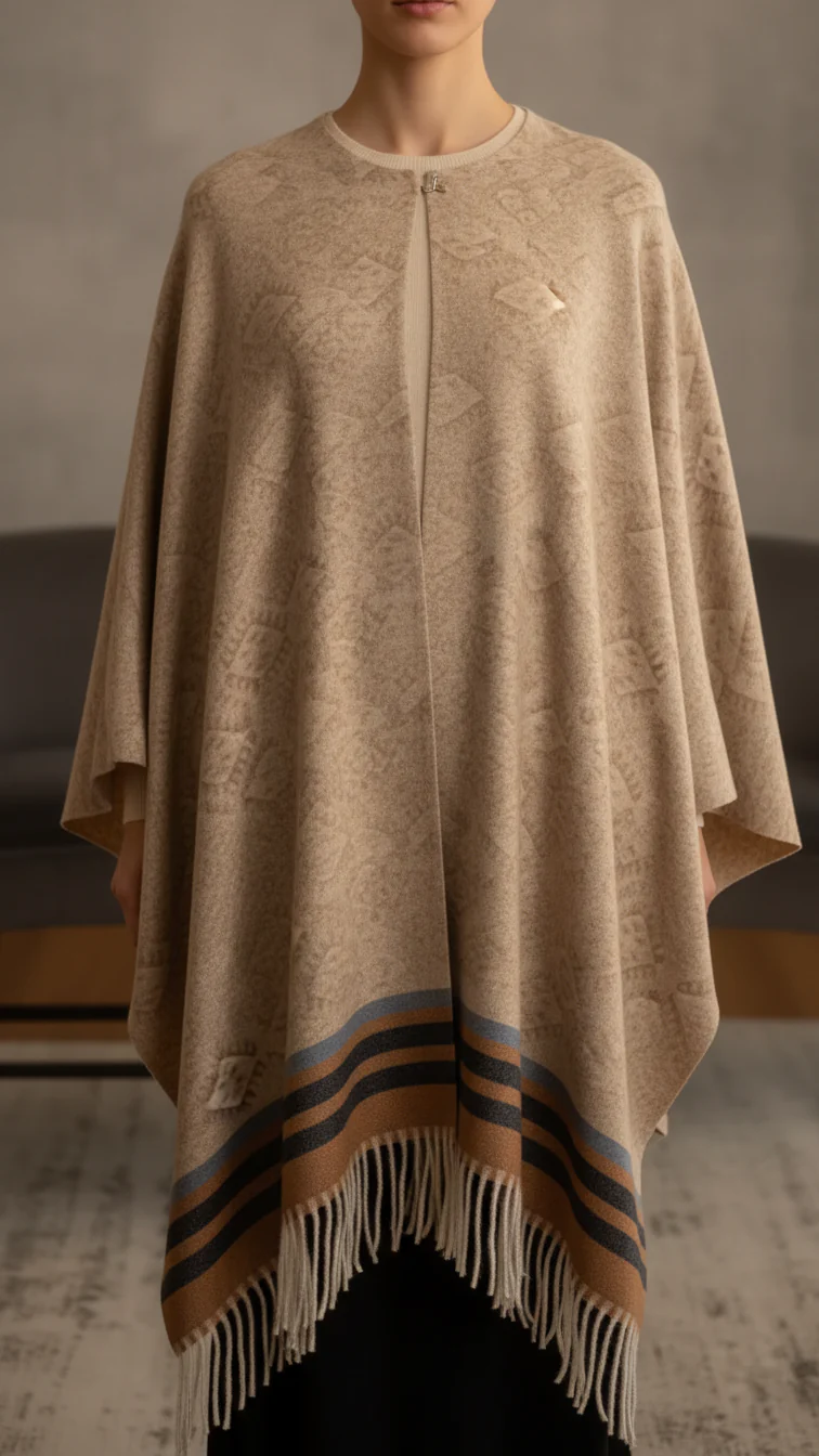 Beige Winter Capeshawl PW5629 - Image 2