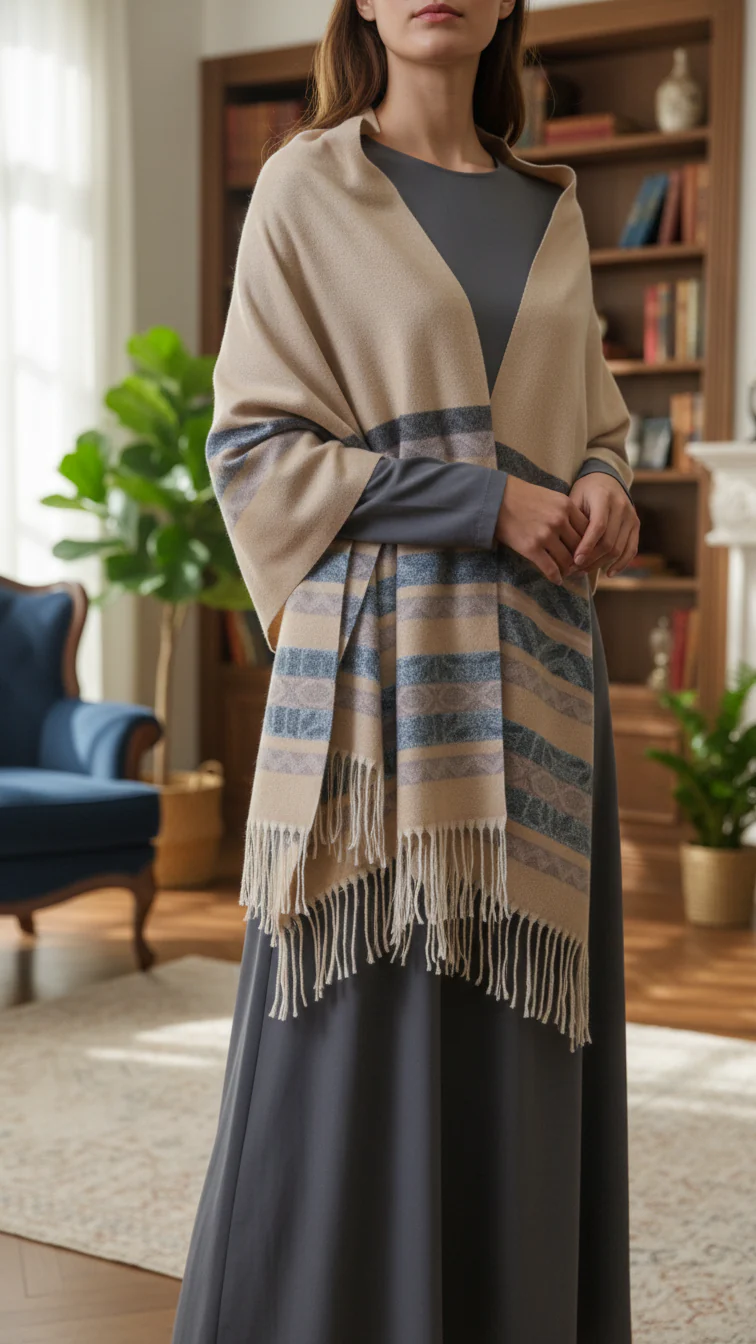Beige Winter Capeshawl PW5643 - Image 4