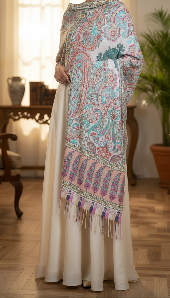 Beige Winter Stole PN5152 - Image 2