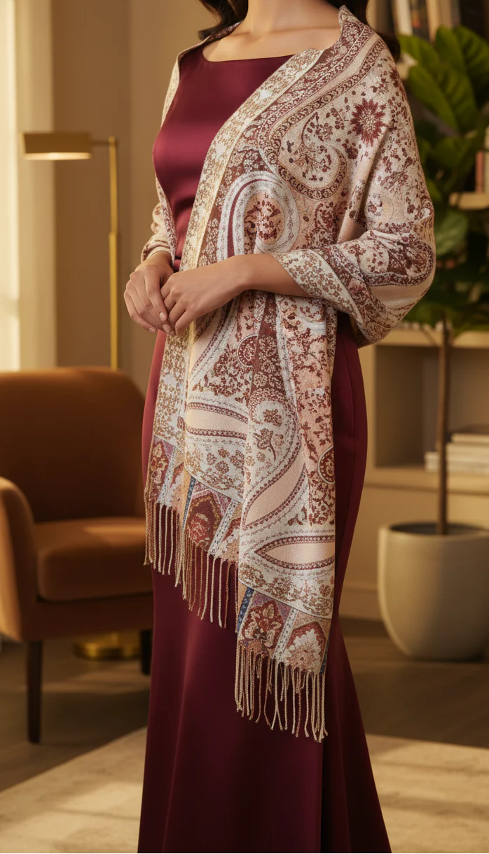 Beige Winter Stole PN5182 - Image 2