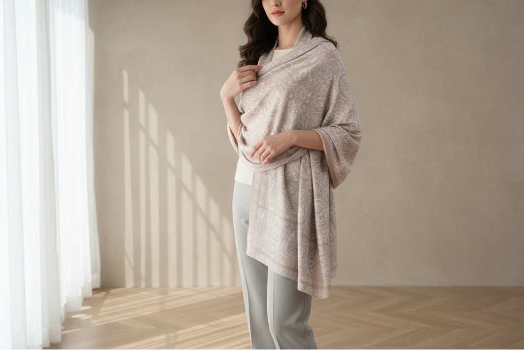 Beige Winter Stole PN5189 - Image 2