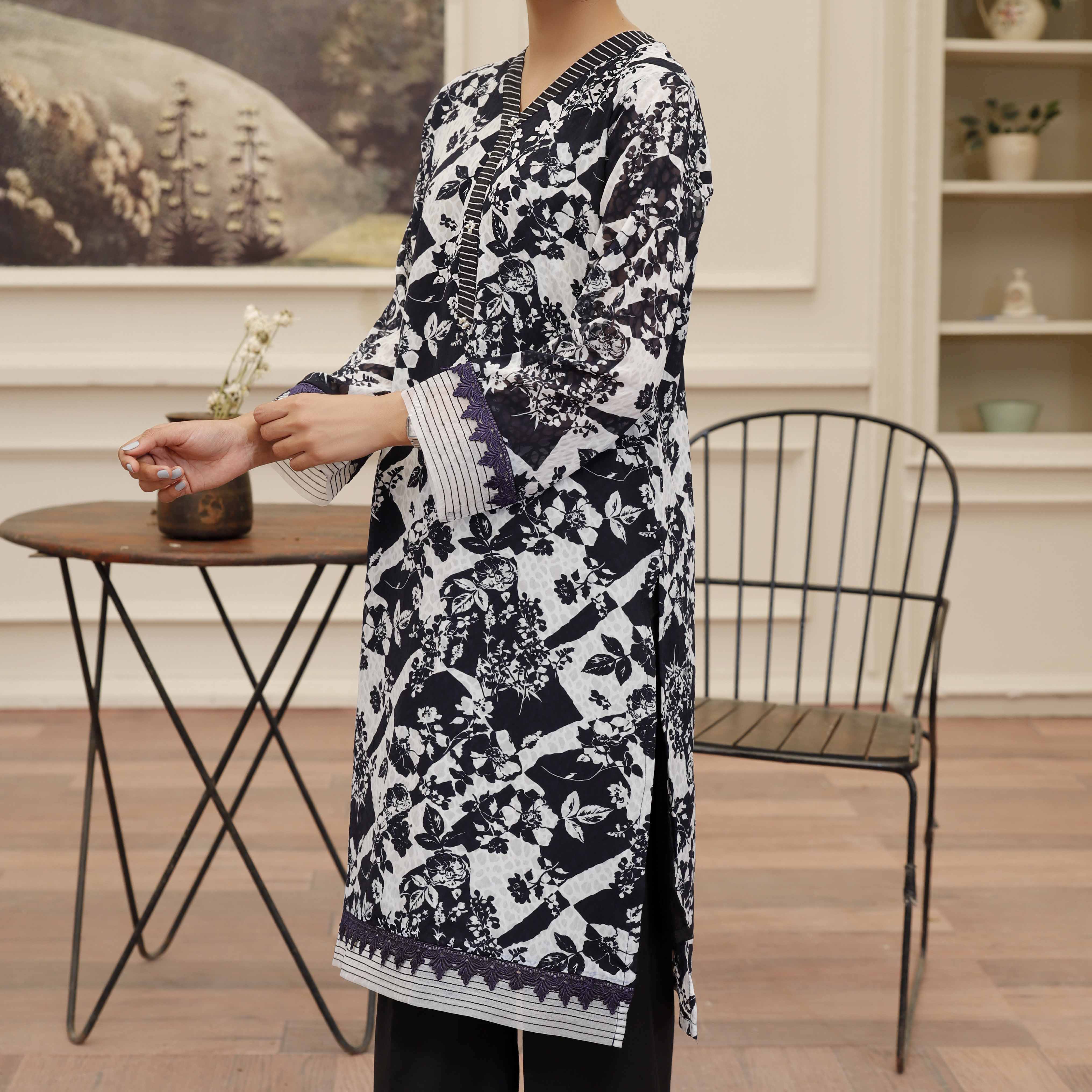 1PC Printed Georget Shirt PS4955 - Image 2
