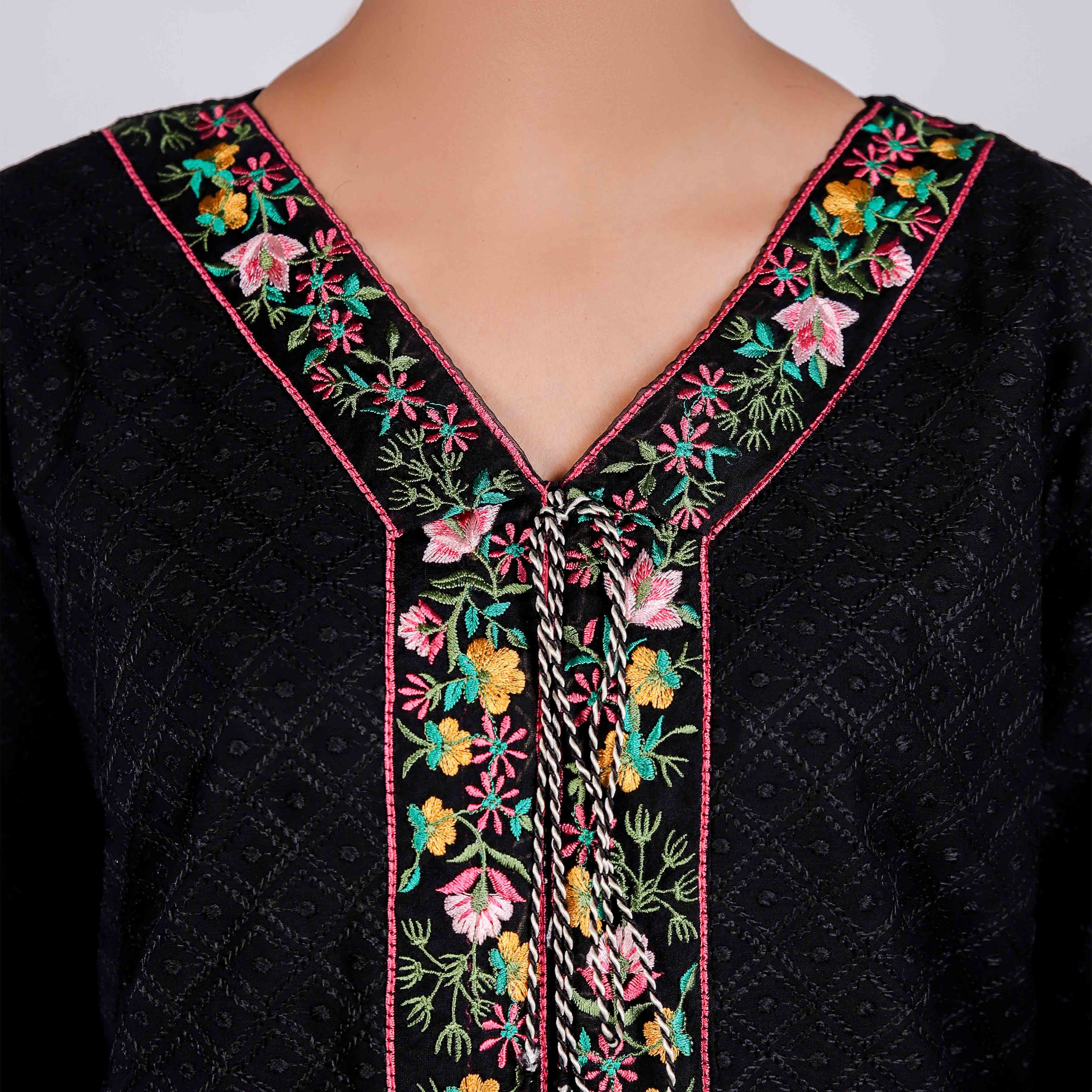 2PC- Embroidered Chikan Kari Suit PS4946 - Image 2