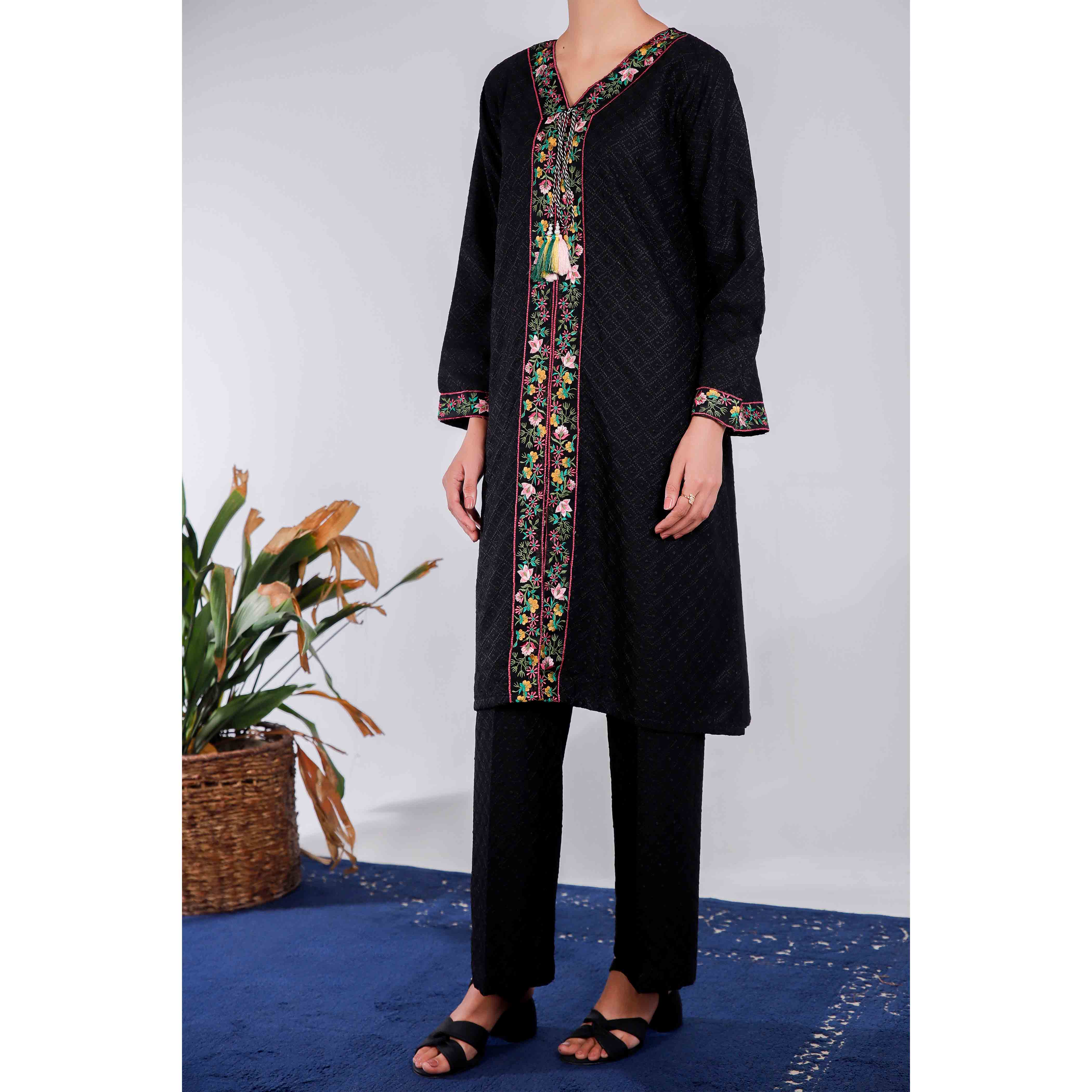 2PC- Embroidered Chikan Kari Suit PS4946 - Image 3