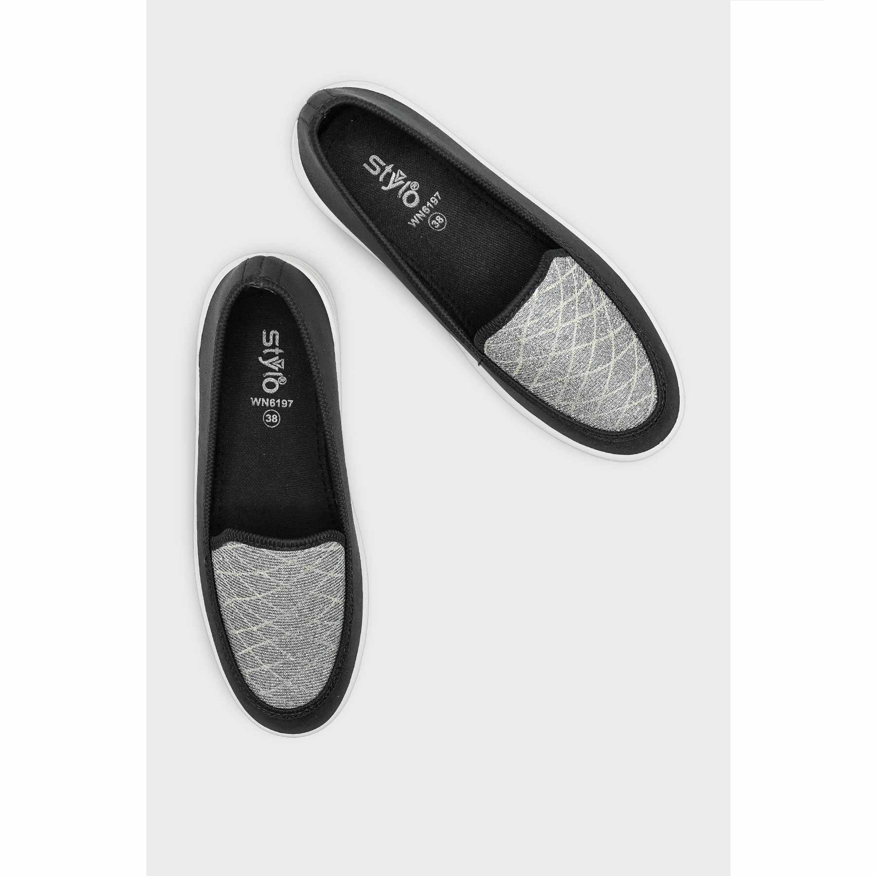 Black Canvas Slip Ons WN6197 - Image 6