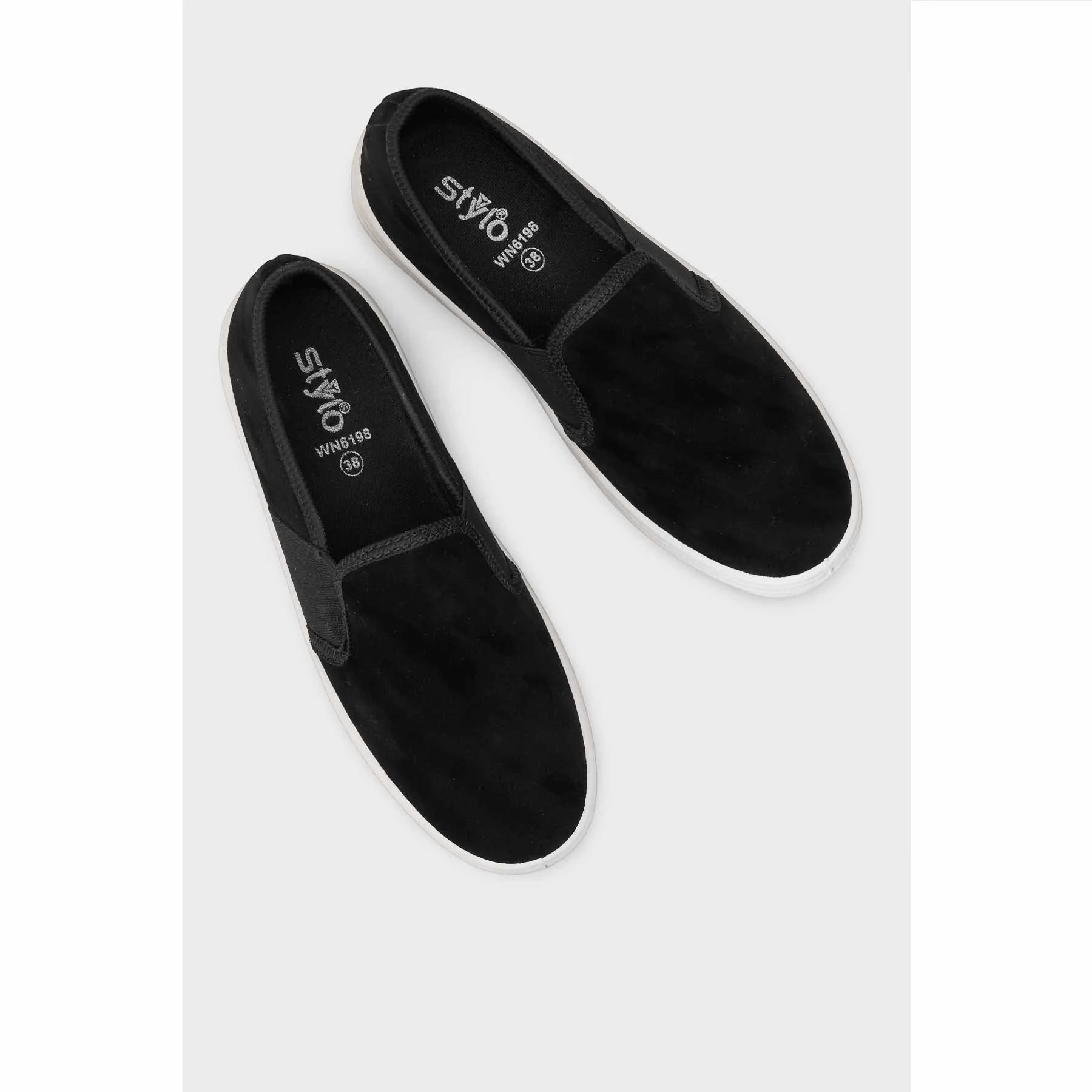 Black Canvas Slip Ons WN6198 - Image 5